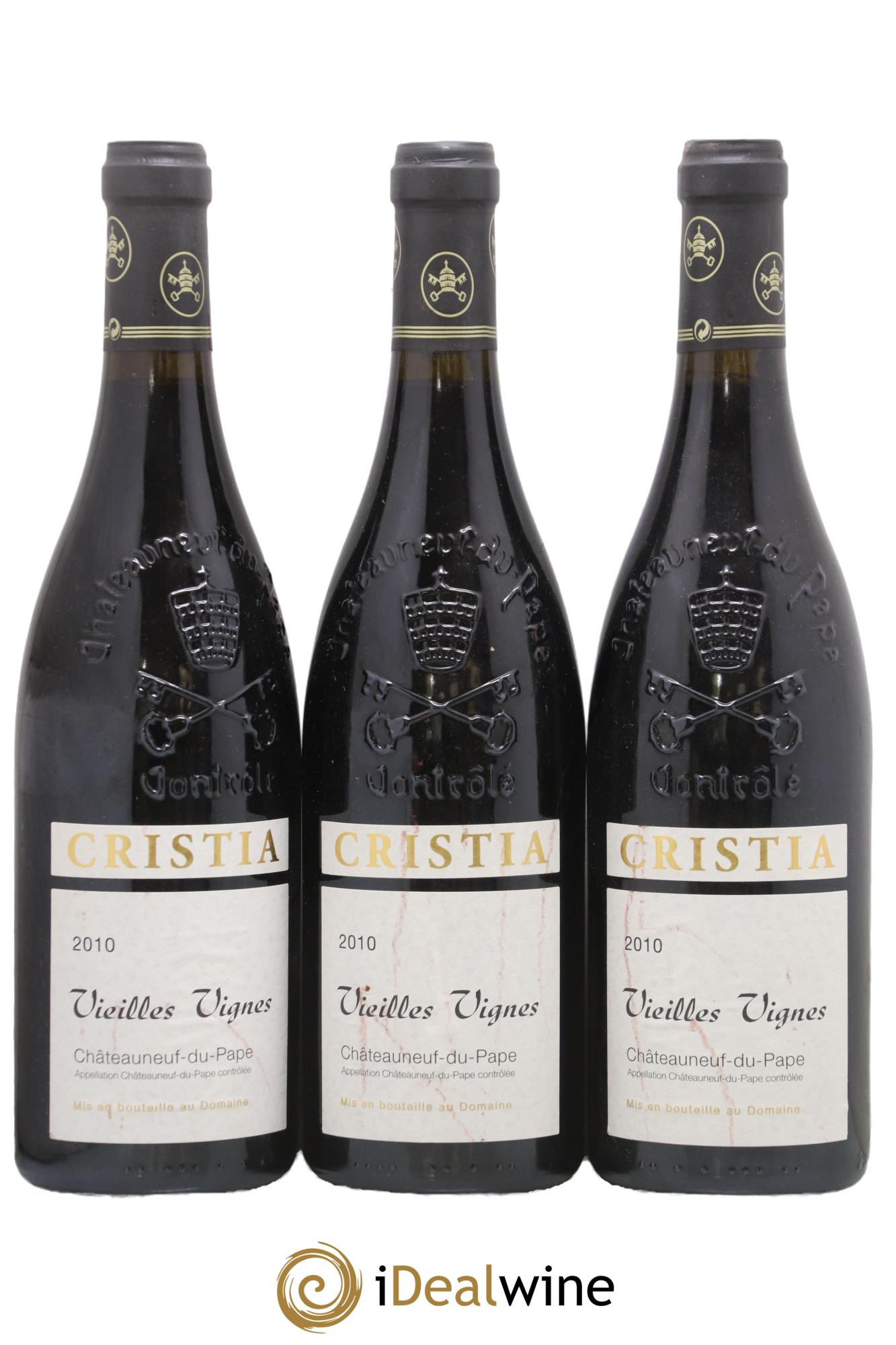 Châteauneuf-du-Pape Vieilles Vignes Domaine de Cristia 2010 - Lotto di 3 bottiglie - 0