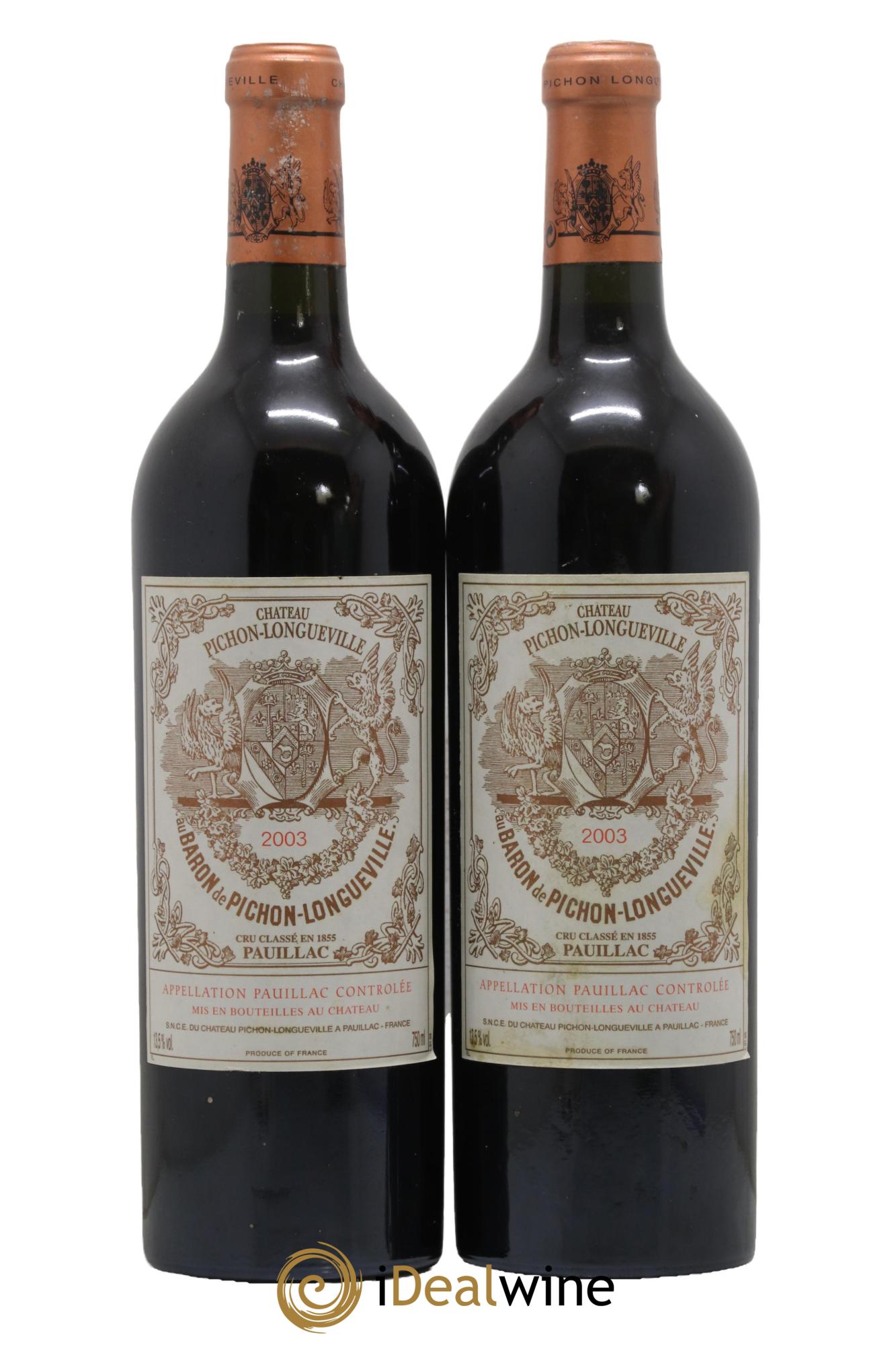 Pichon Longueville Baron 2ème Grand Cru Classé 2003 - Lot de 2 bouteilles - 0
