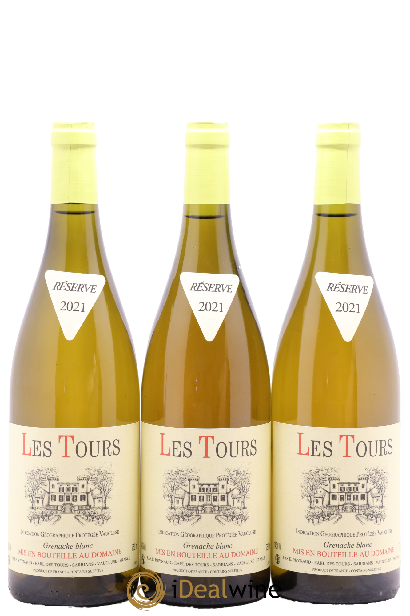 Vaucluse (Vin de Pays de Vaucluse) Domaine des Tours Emmanuel Reynaud Grenache Blanc 2021 - Lot de 3 bouteilles - 0