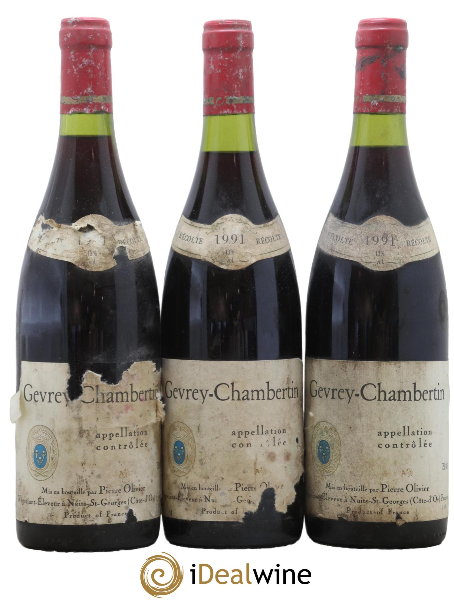 Gevrey-Chambertin Domaine Pierre Olivier 1991 - Lot de 3 bouteilles - 0