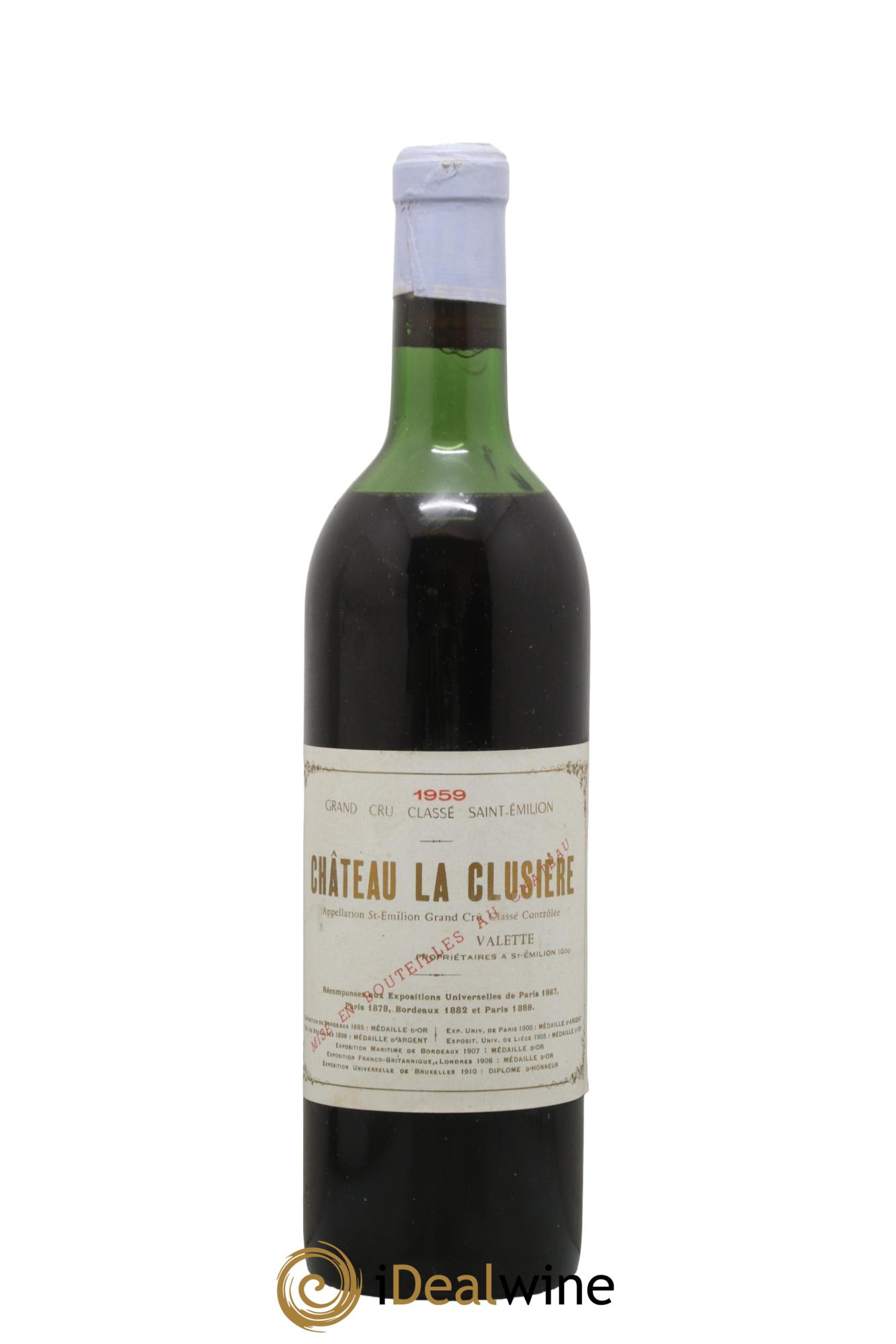 Saint-Émilion Grand Cru Château la Clusière Valette 1959 - Lot de 1 bouteille - 0