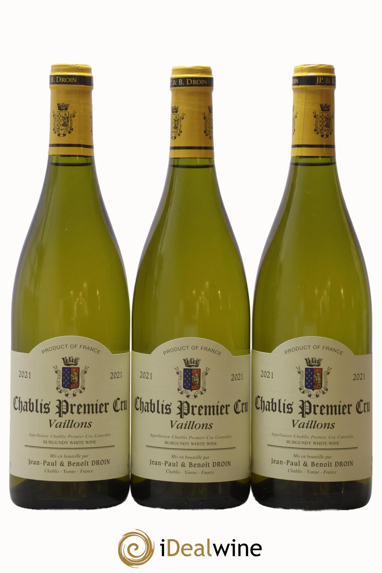 Chablis 1er Cru Vaillons Jean-Paul & Benoît Droin (Domaine)  2021 - Lotto di 3 bottiglie - 0