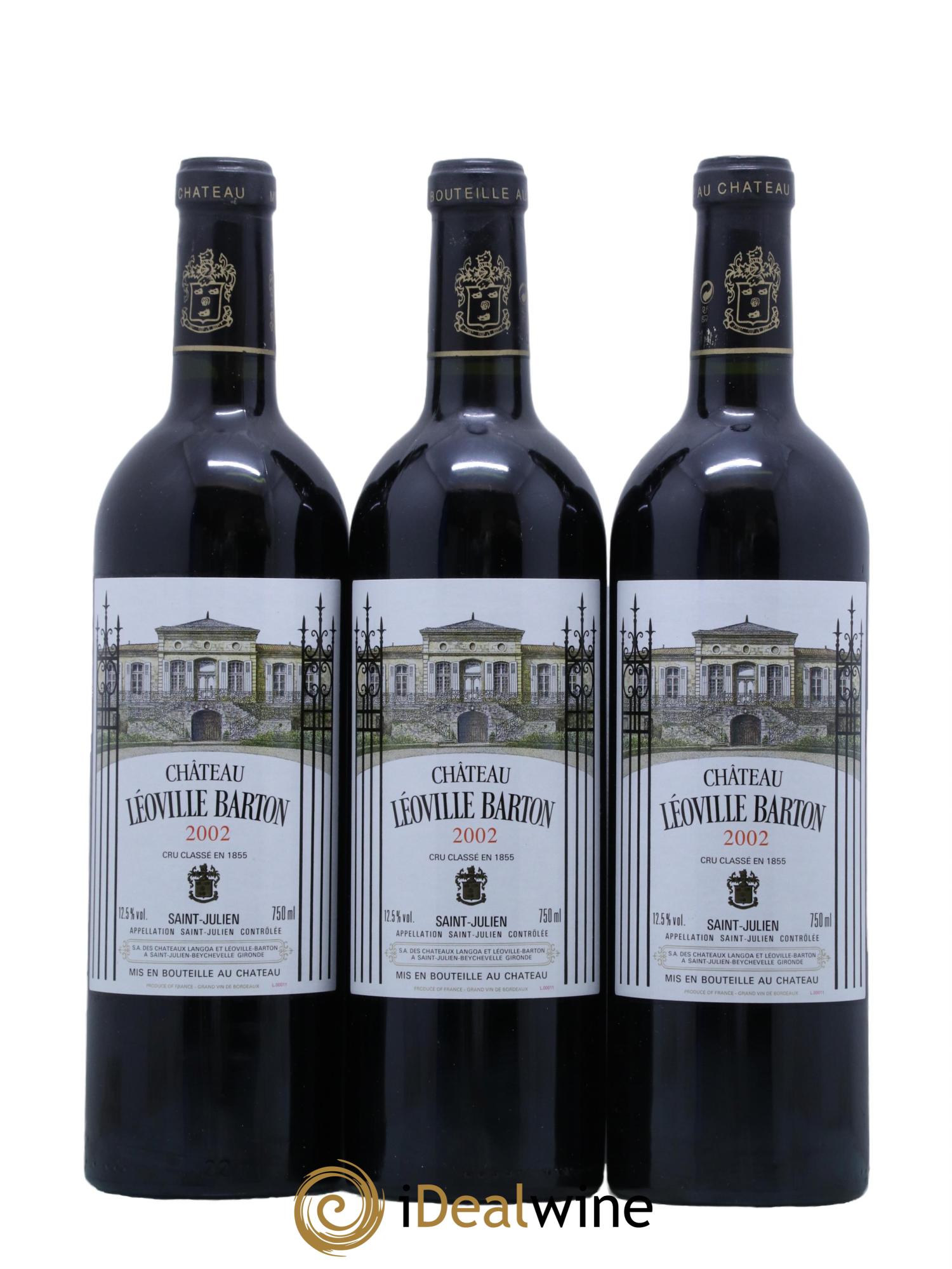 Château Léoville Barton 2ème Grand Cru Classé 2002 - Lot de 3 bouteilles - 0