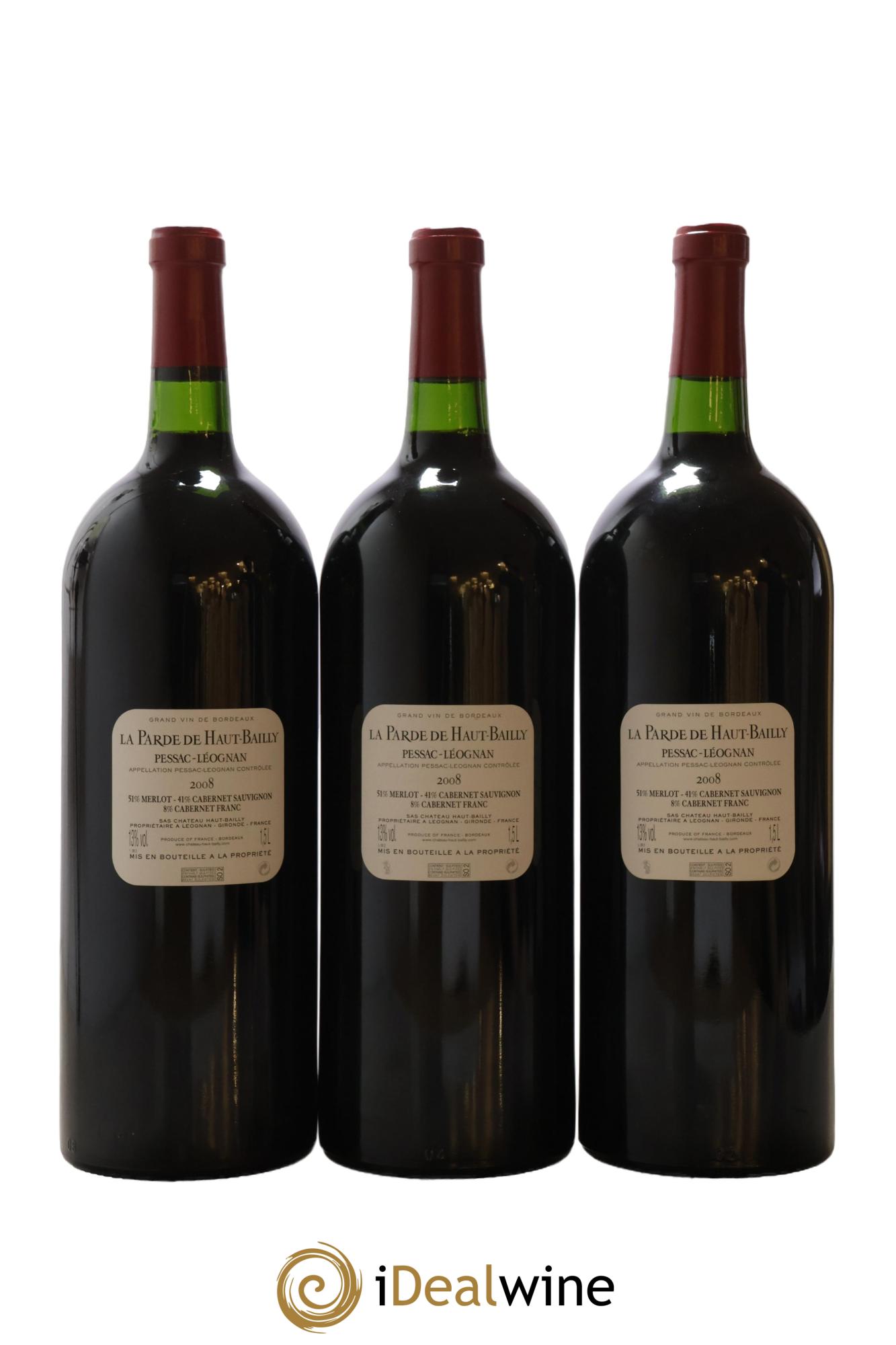 Haut Bailly II (Anciennement La Parde de Haut-Bailly) Second Vin  2008 - Lot of 3 magnums - 2