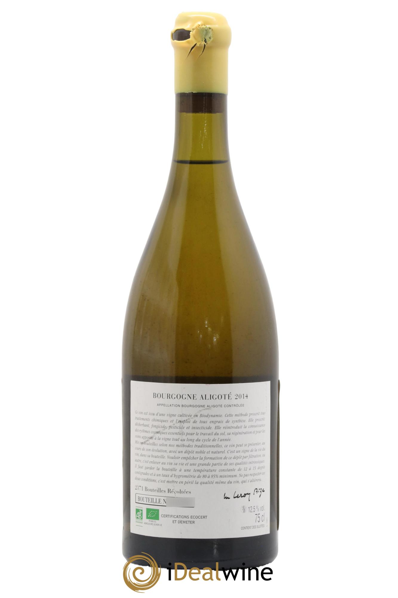 Bourgogne Aligoté Sous Chatelet d'Auvenay (Domaine) 2014 - Lot de 1 bouteille - 1