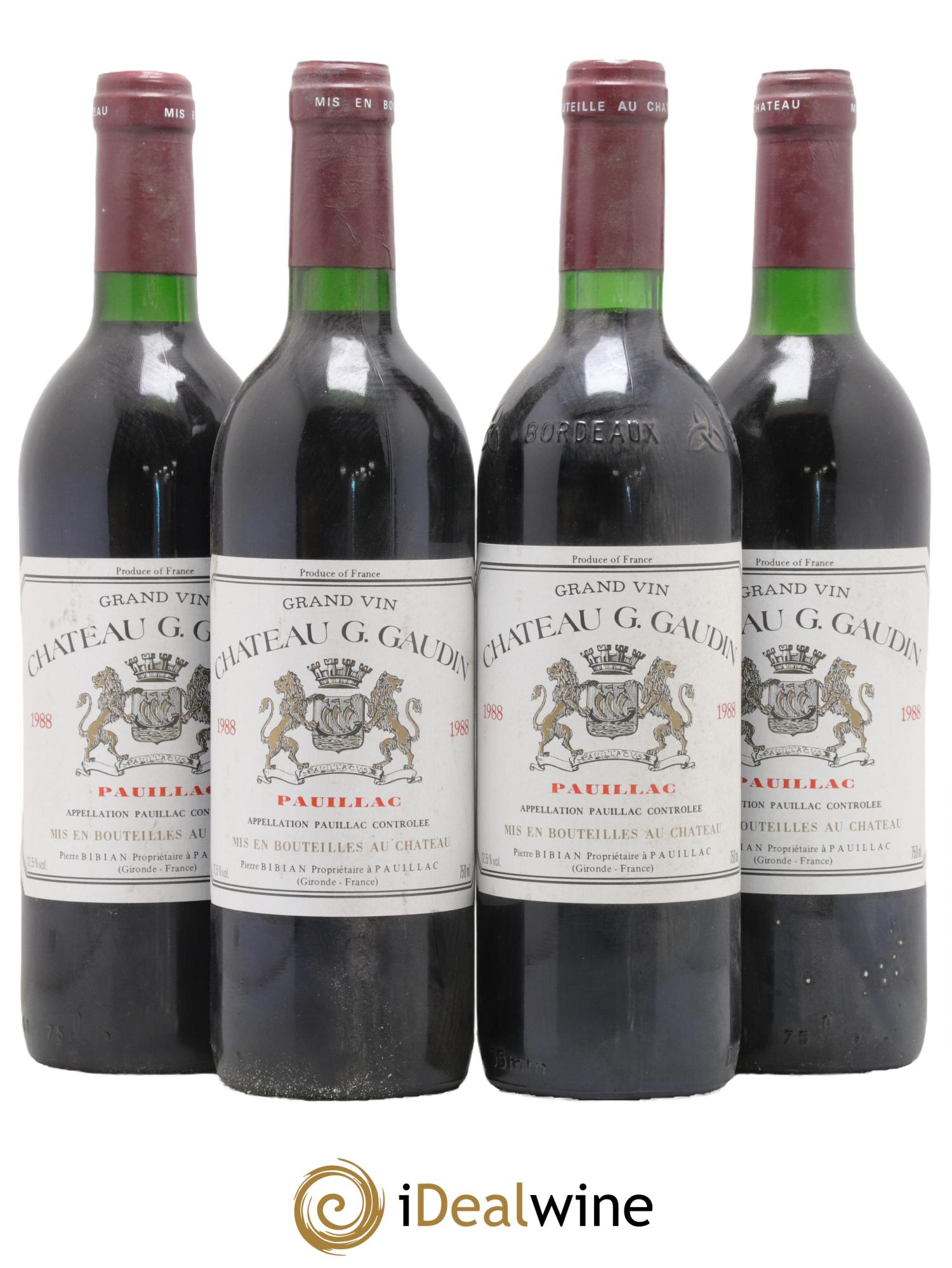 Château Gaudin 1988 - Lot de 4 bouteilles - 0