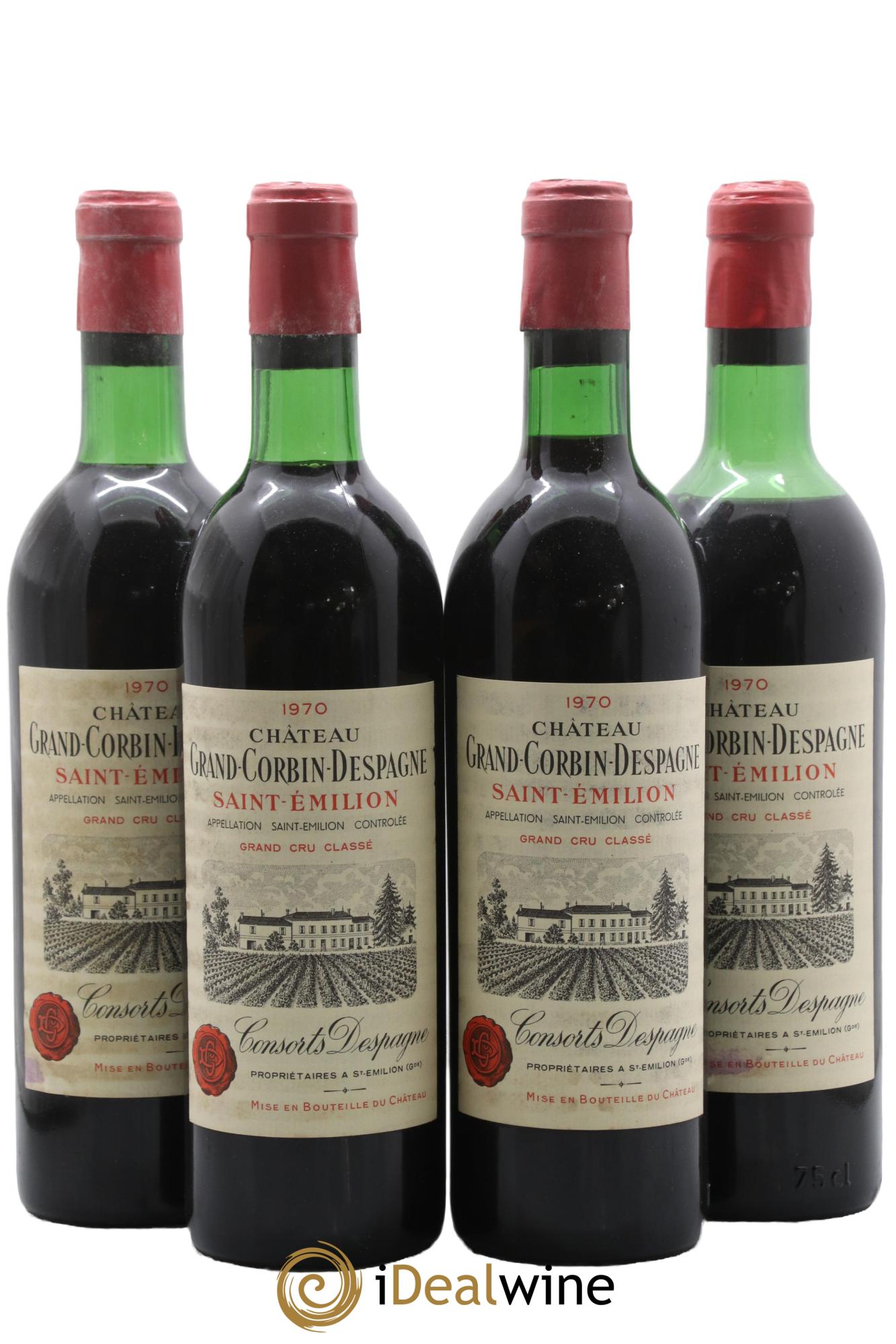 Château Grand Corbin Despagne Grand Cru Classé 1970 - Lotto di 4 bottiglie - 0