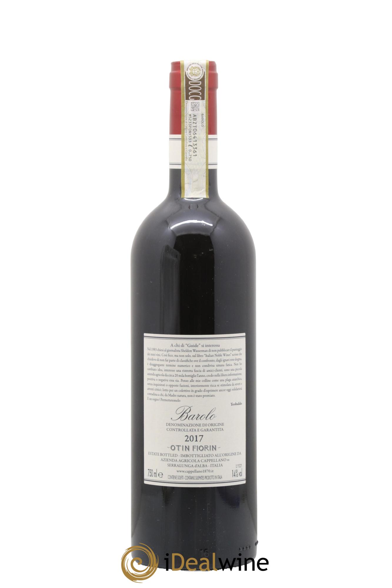 Barolo DOCG Pié Franco Cappellano 2017 - Lot de 1 bouteille - 1