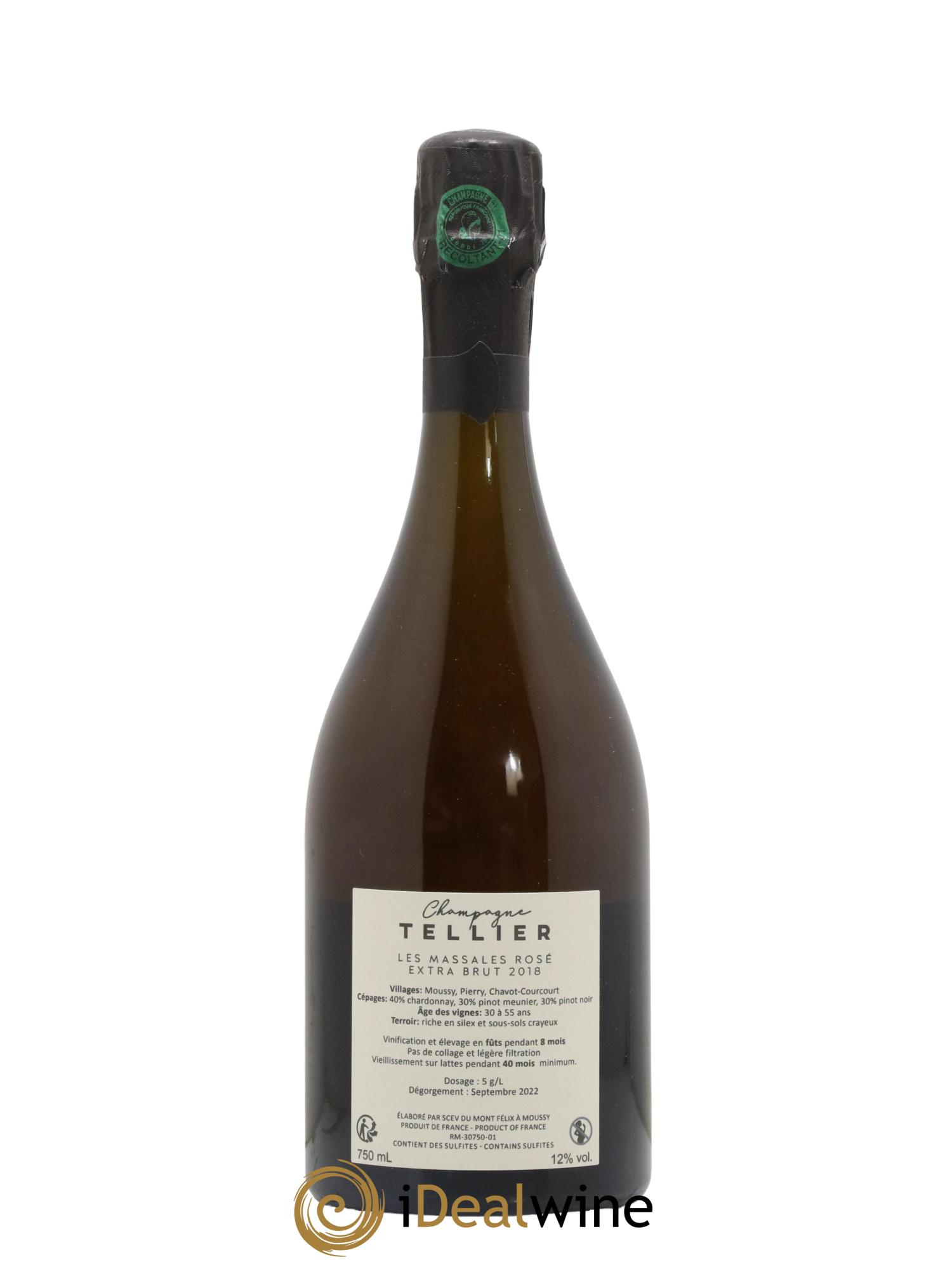 Champagne - Extra Brut Les Massales Maison Tellier 2018 - Lot de 1 bouteille - 1