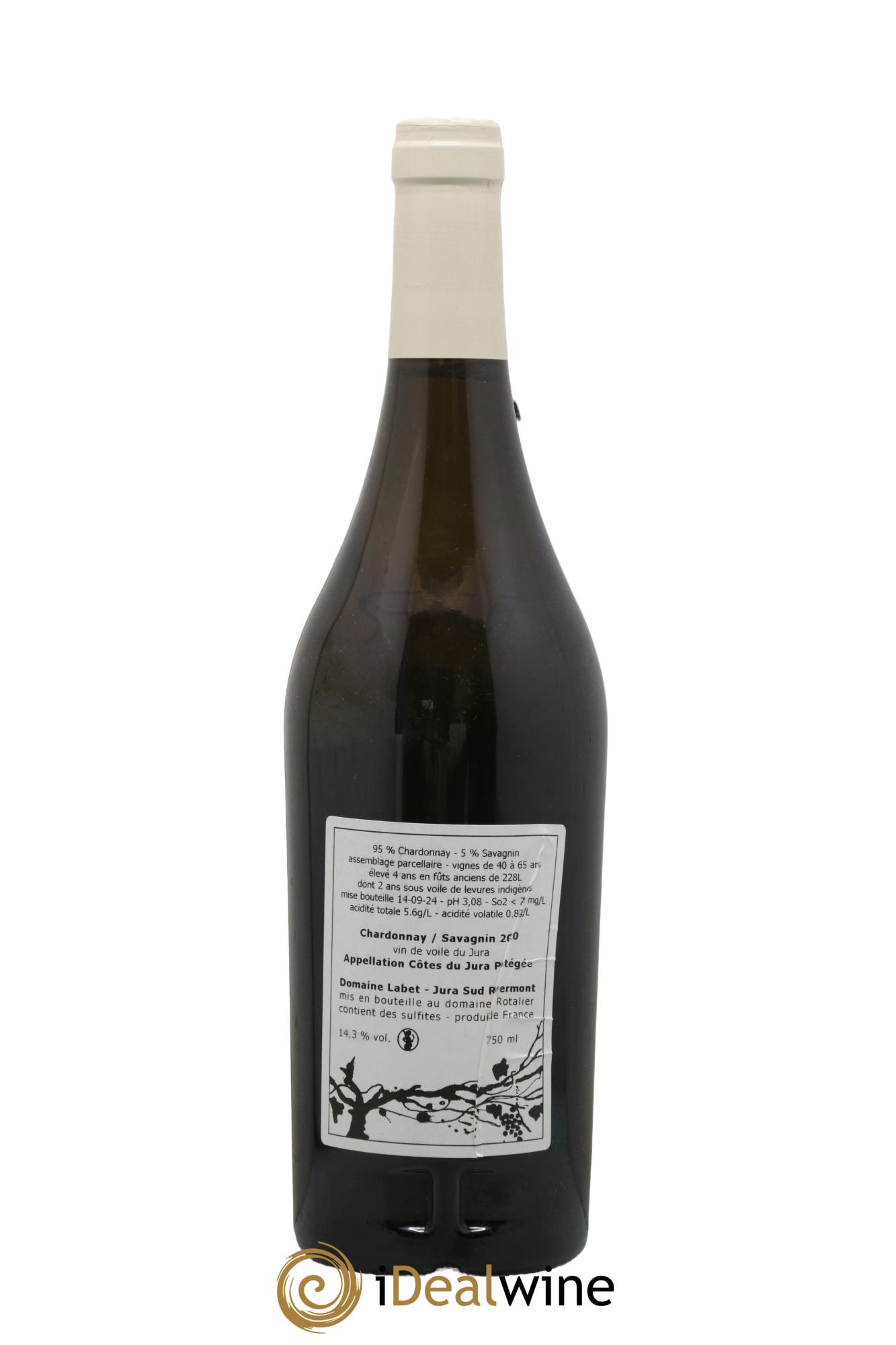 Côtes du Jura Vin de Voile Chardonnay-Savagnin cuvée de garde Romain - Julien - Charline Labet 2020 - Lot de 1 bouteille - 1