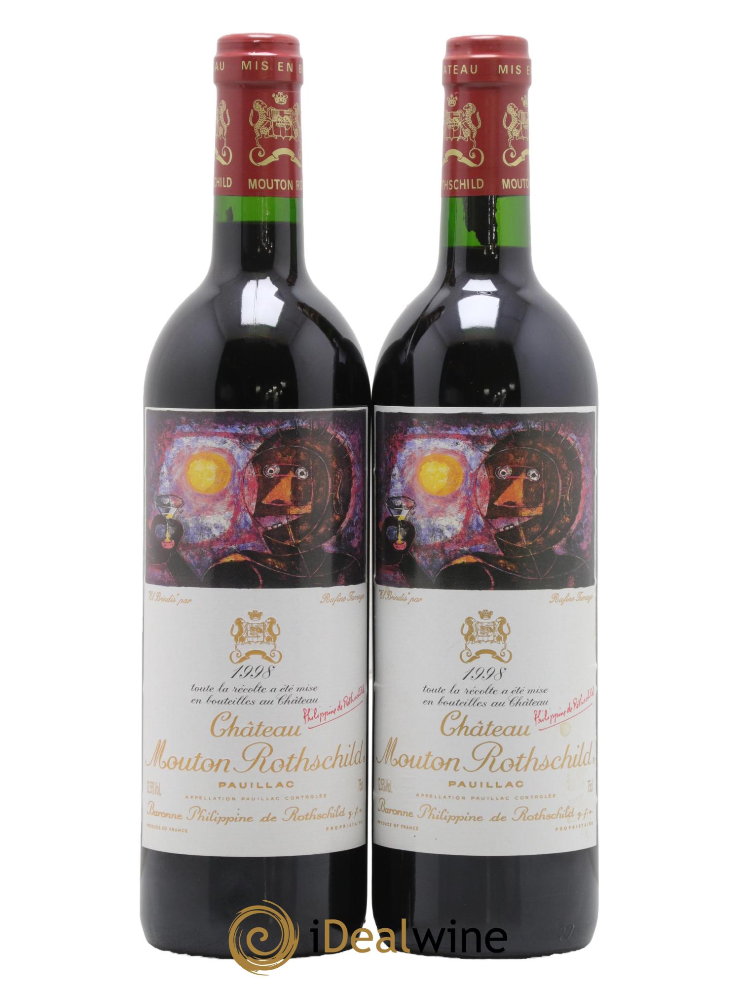 Château Mouton Rothschild 1er Grand Cru Classé 1998 - Lot de 2 bouteilles - 0