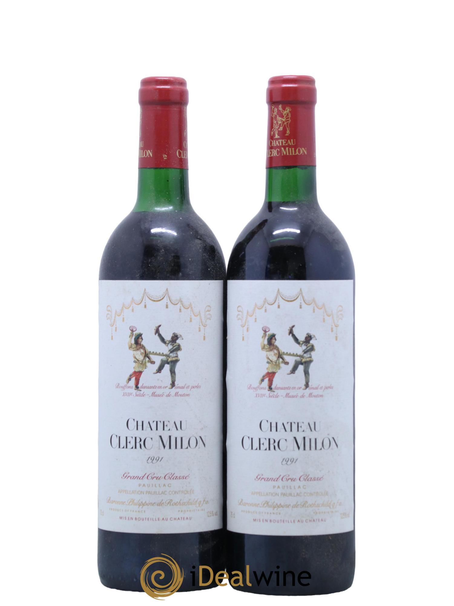 Château Clerc Milon 5ème Grand Cru Classé 1991 - Lot de 2 bouteilles - 0