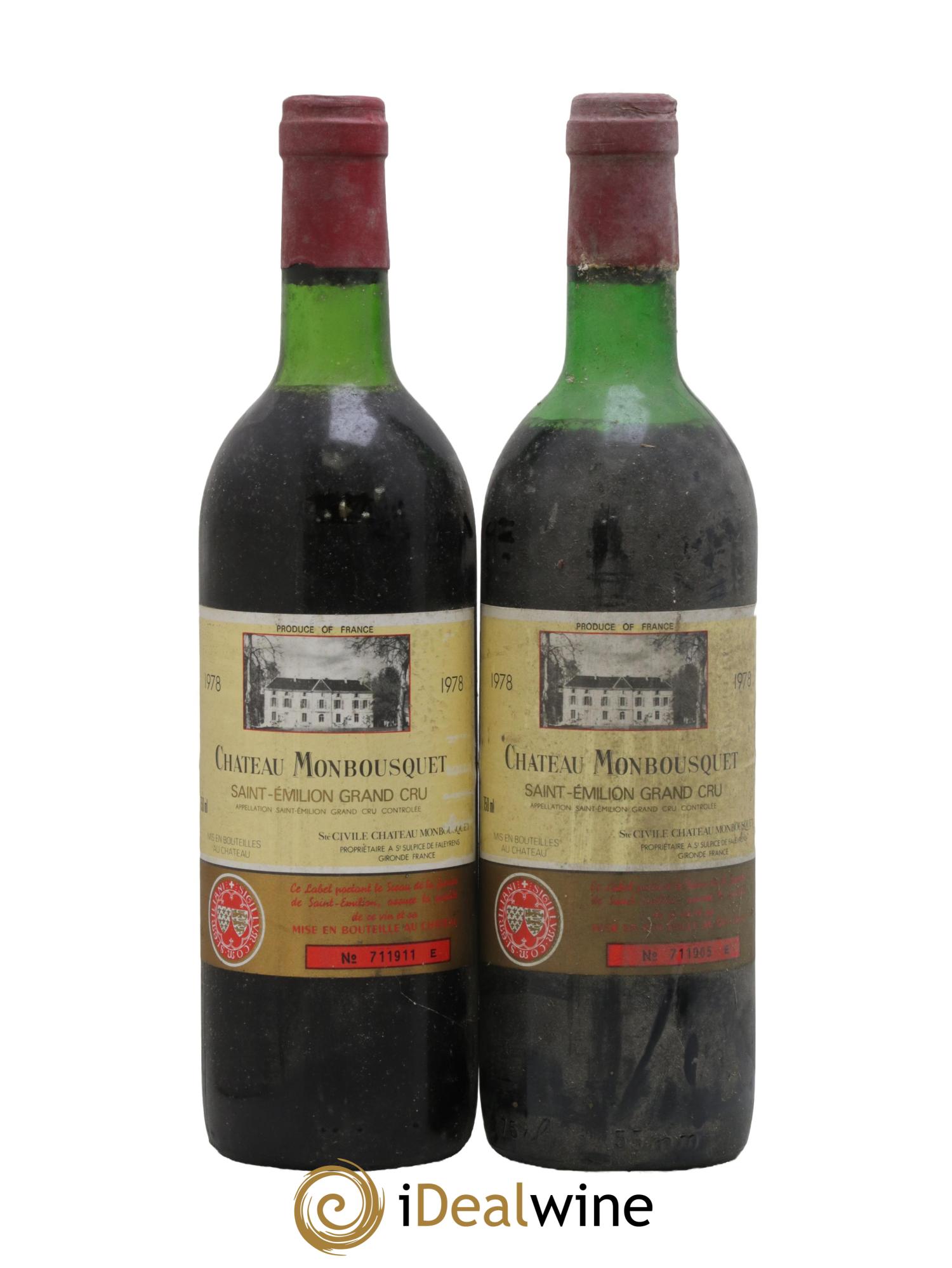 Château Monbousquet Grand Cru Classé  1978 - Lot de 2 bouteilles - 0