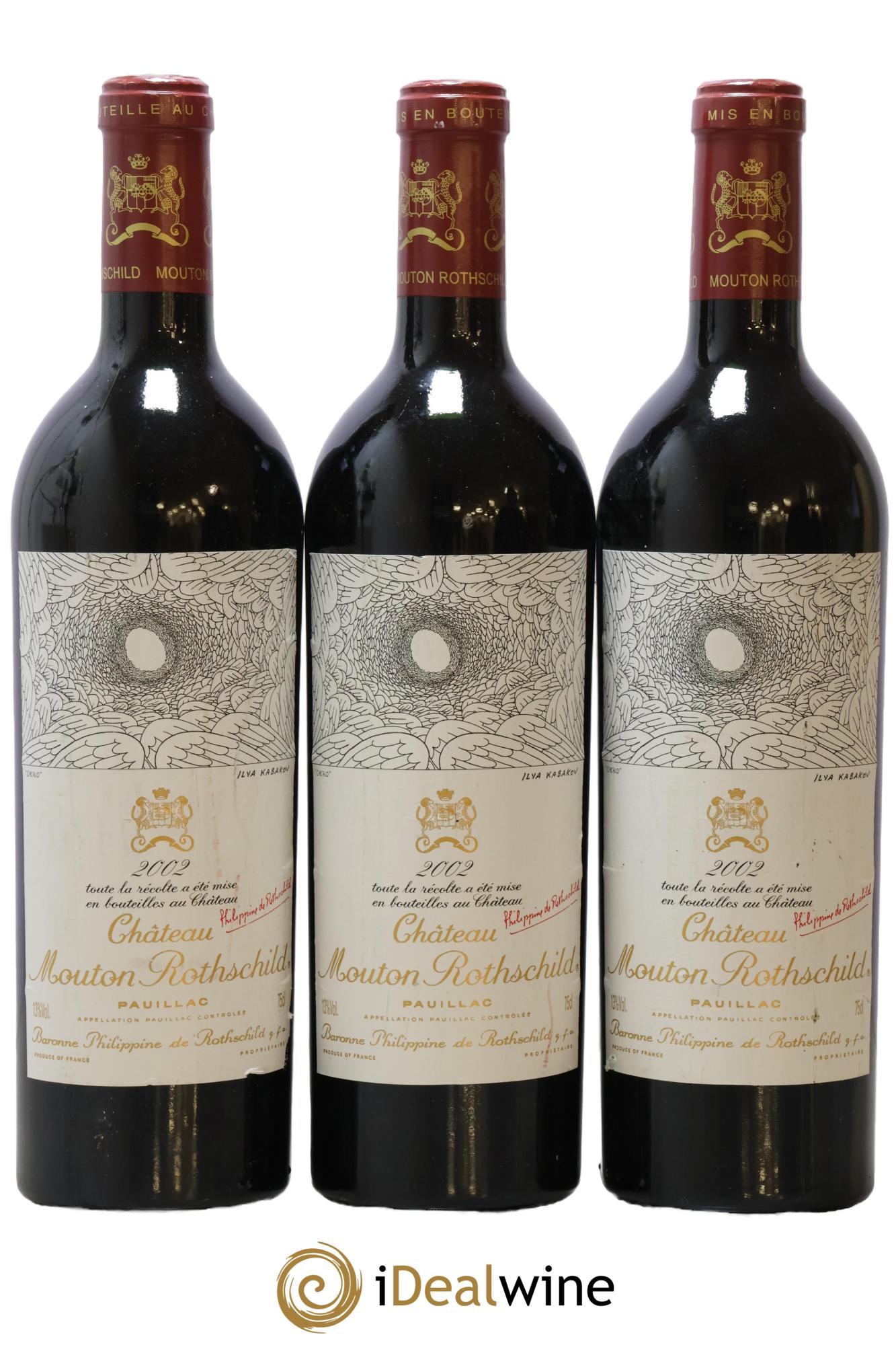 Château Mouton Rothschild 1er Grand Cru Classé 2002 - Lot of 3 bottles - 0