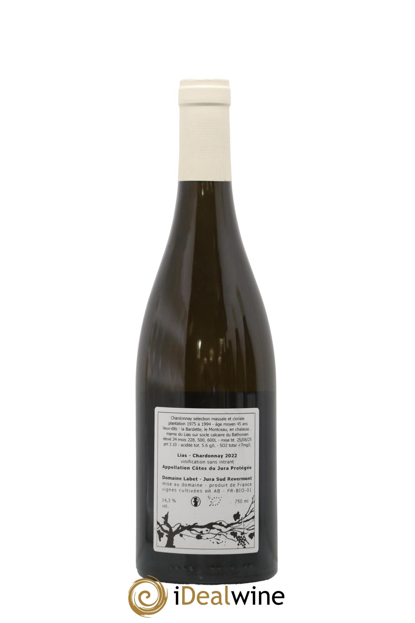Côtes du Jura Chardonnay Lias Romain - Julien - Charline Labet 2022 - Posten von 1 Flasche - 1