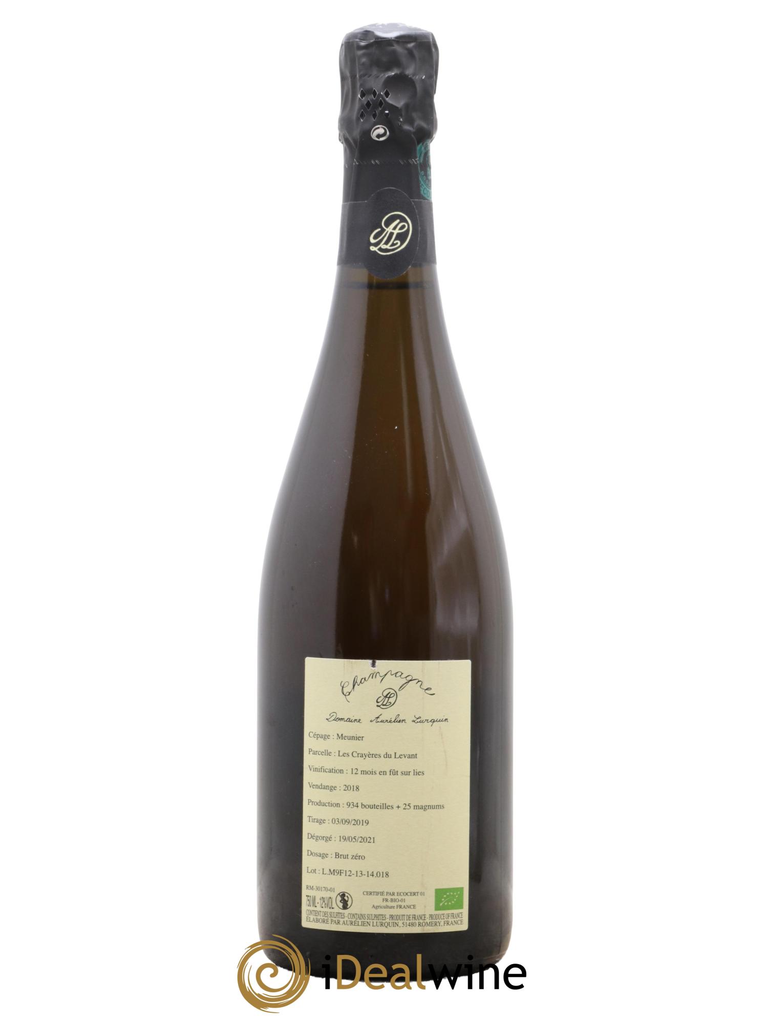 Meunier Les Crayères du Levant Aurélien Lurquin 2018 - Lot of 1 bottle - 1