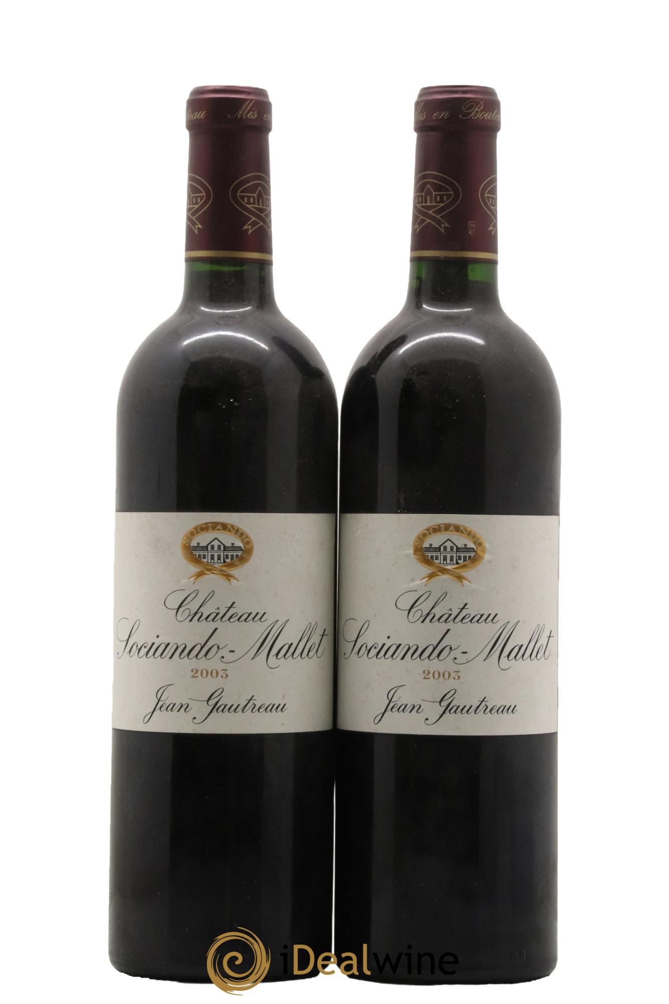 Château Sociando Mallet 2003 - Lotto di 2 bottiglie - 0