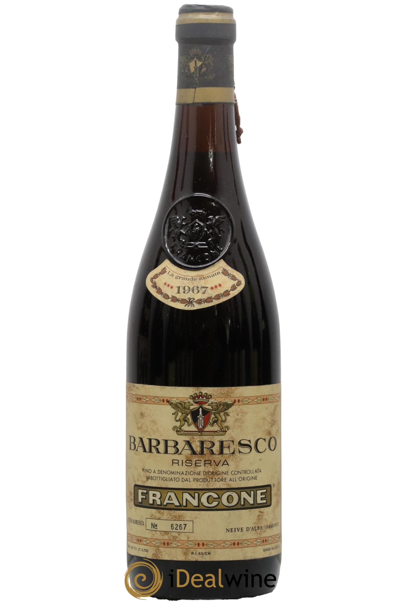 Barbaresco DOCG Riserva Francone 1967 - Posten von 1 Flasche - 0
