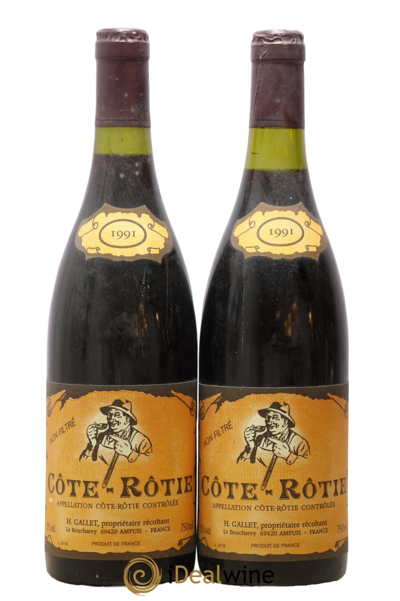 Côte-Rôtie H.Gallet 1991 - Lot of 2 bottles - 0