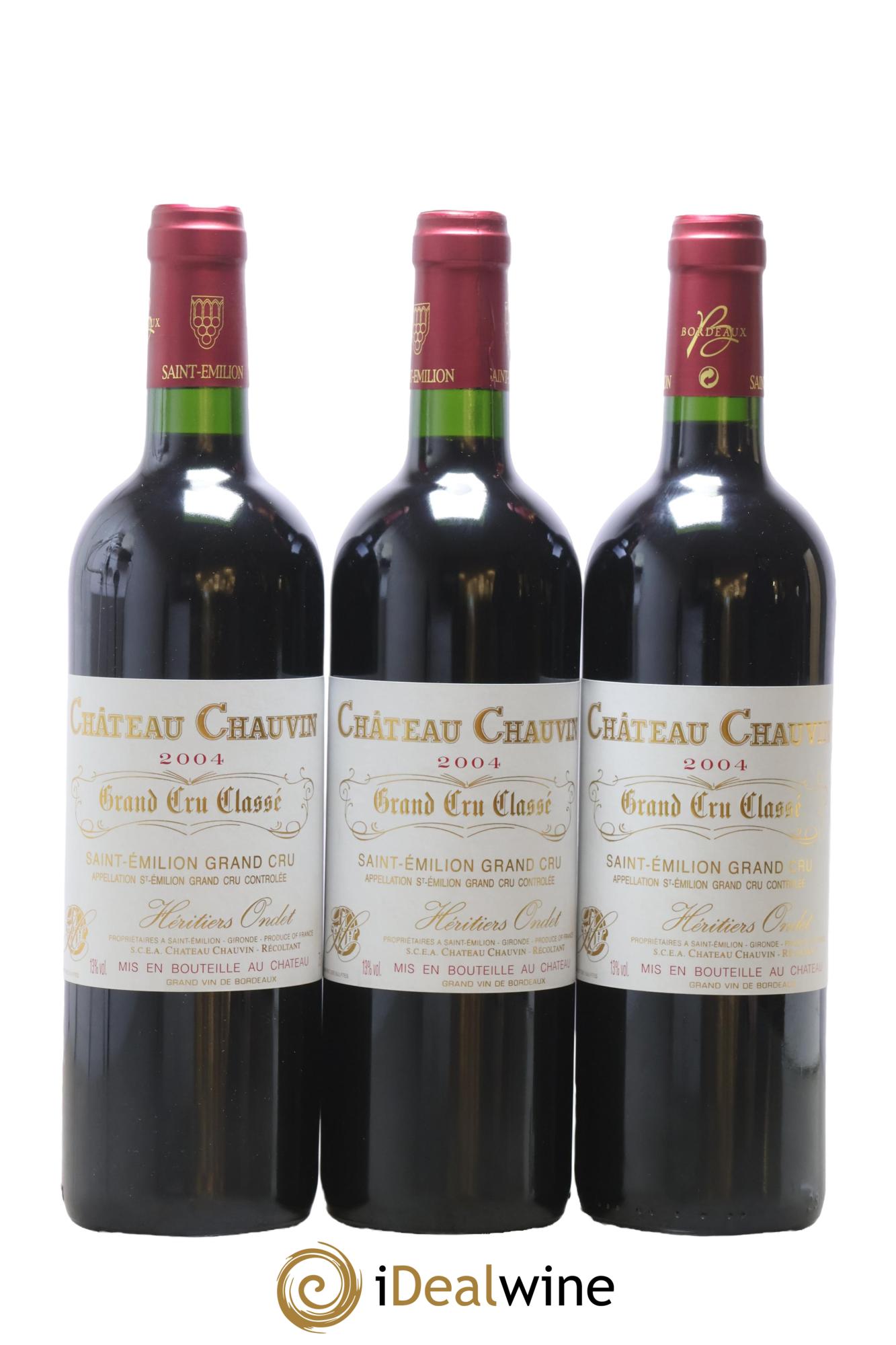 Château Chauvin Grand Cru Classé 2004 - Lot de 3 bouteilles - 0