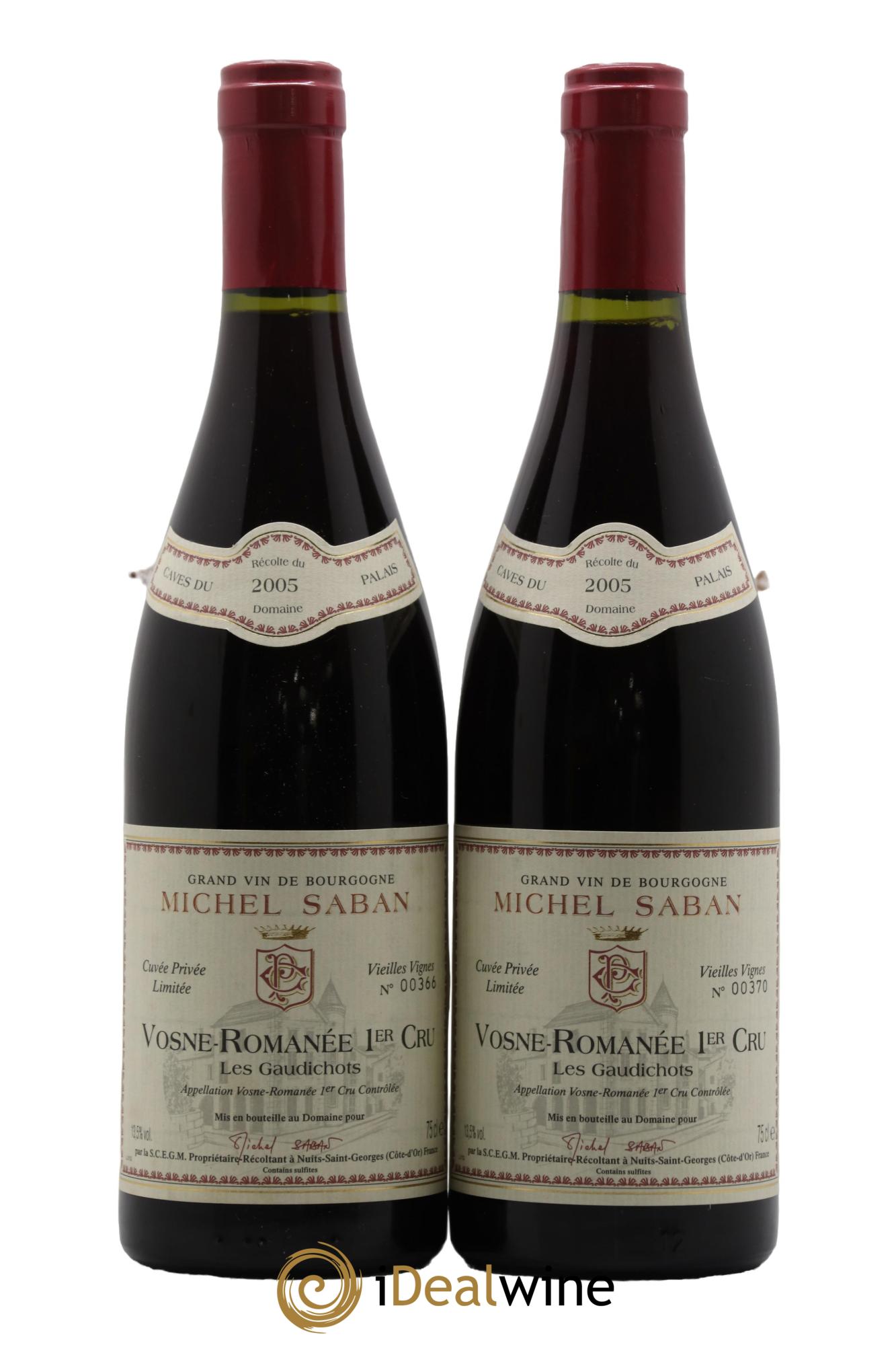 Vosne-Romanée 1er Cru Les Gaudichots Vieilles Vignes Michel Saban 2005 - Lot de 2 bouteilles - 0