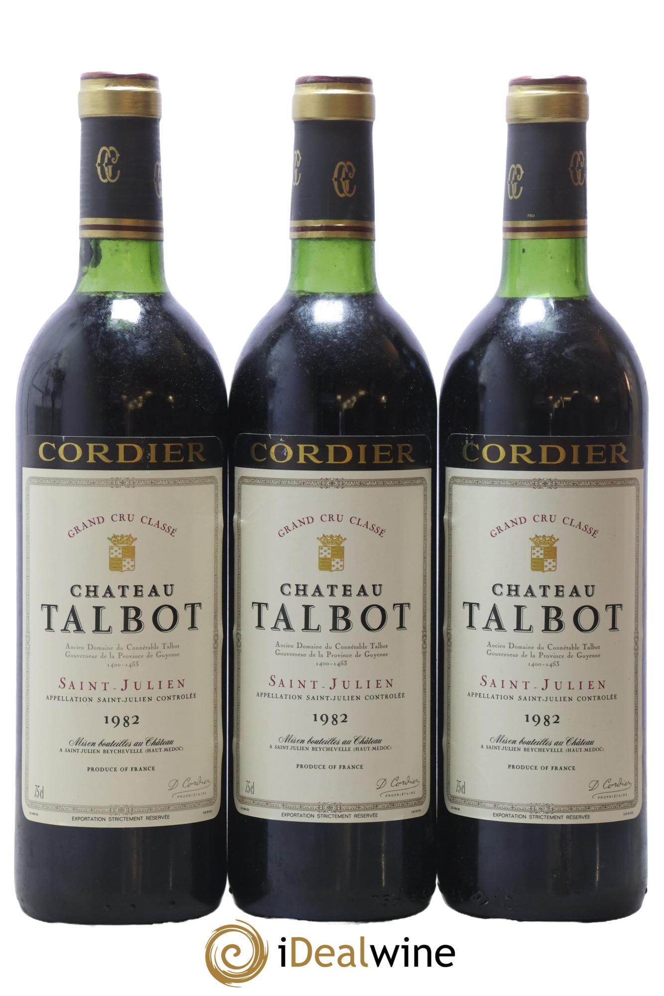 Château Talbot 4ème Grand Cru Classé 1982 - Lot de 3 bouteilles - 0