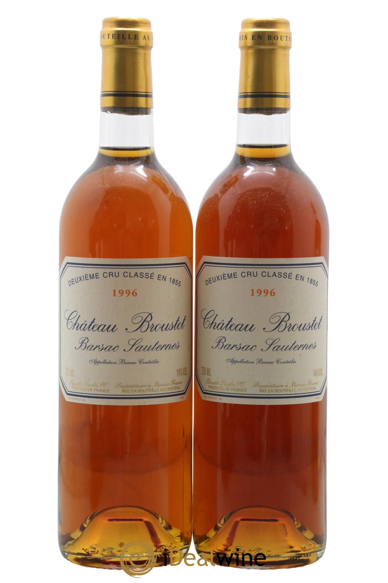 Château Broustet 2ème Grand Cru Classé 1996 - Lotto di 2 bottiglie - 0