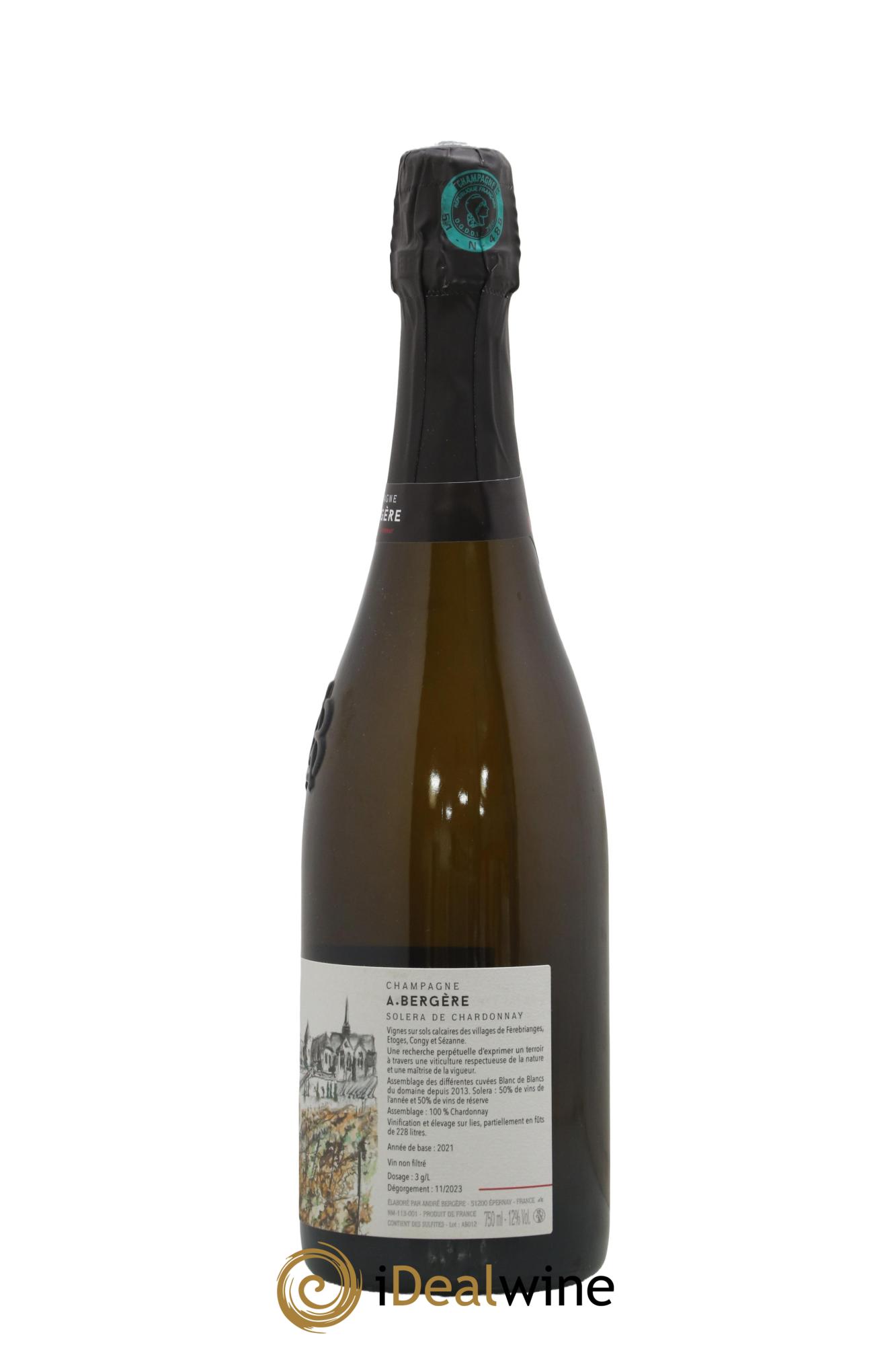 Champagne Brut Blanc de Blancs Soléra Maison A Bergère - Posten von 1 Flasche - 1