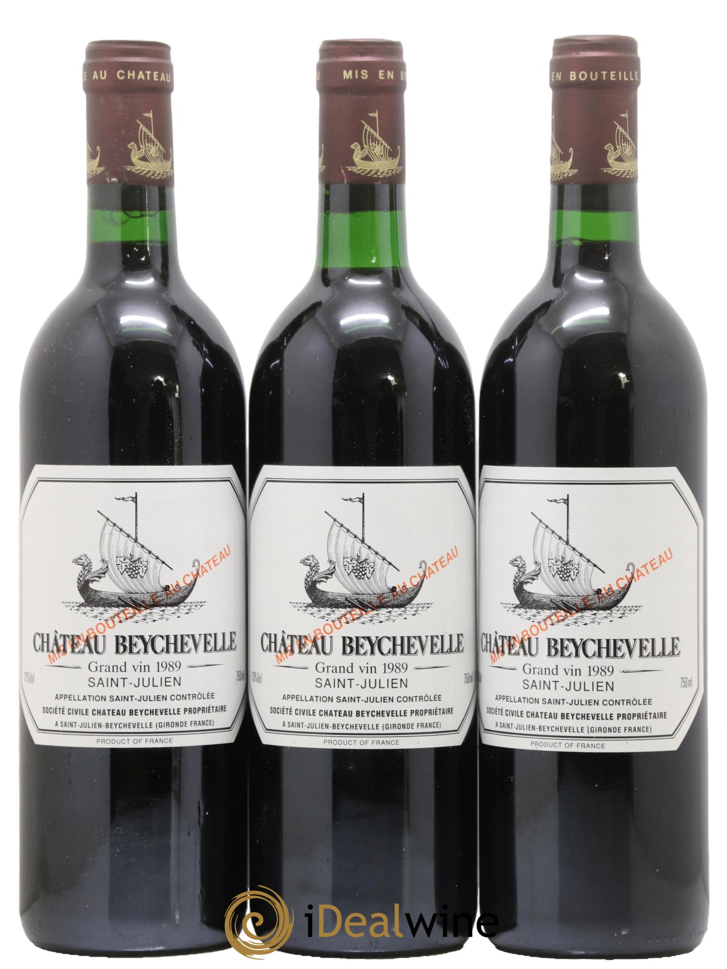 Château Beychevelle 4ème Grand Cru Classé 1989 - Lot de 3 bouteilles - 0