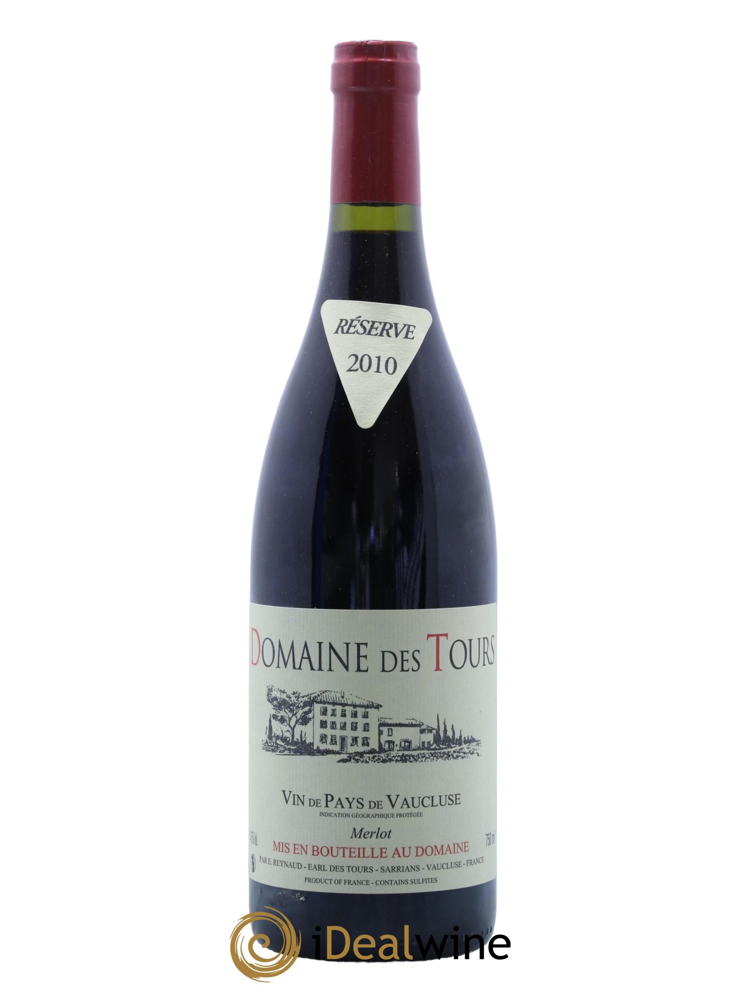 Vaucluse Domaine des Tours Merlot Emmanuel Reynaud 2010 - Lot de 1 bouteille - 0