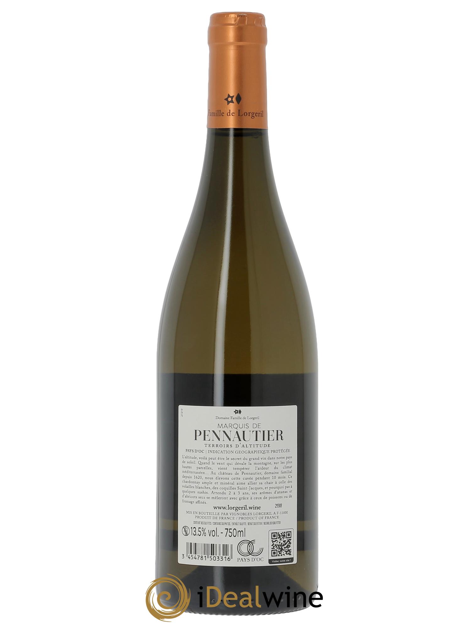 Pays d'Oc Terroirs d'Altitude - Chardonnay Marquis de Pennautier 2023 - Lot de 1 bouteille - 1