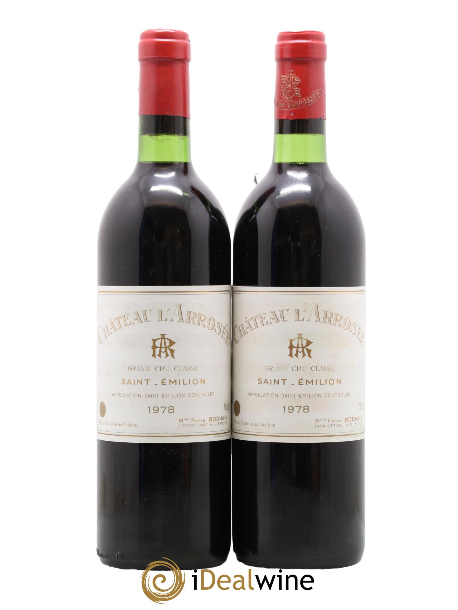 Château l' Arrosée Grand Cru Classé 1978 - Lot de 2 bouteilles - 0