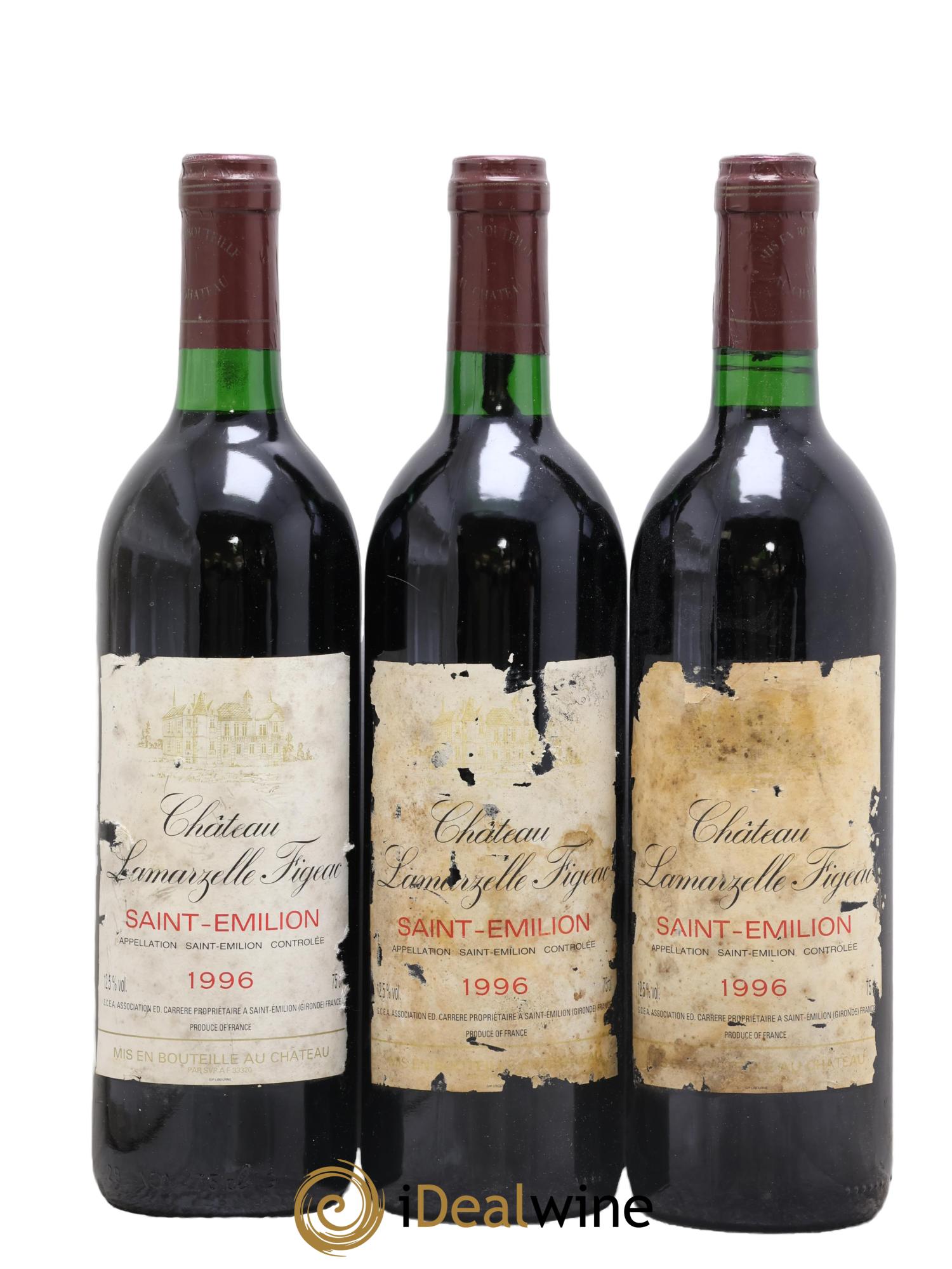 Saint-Émilion Château Lamarzelle-Figeac 1996 - Lot de 3 bouteilles - 0