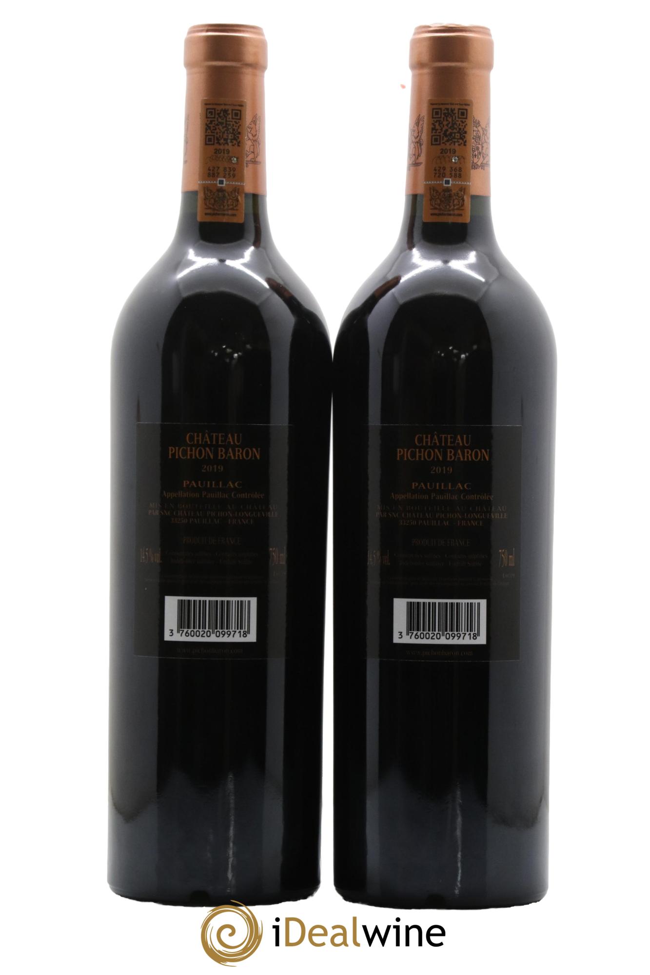 Pichon Longueville Baron 2ème Grand Cru Classé  2019 - Lotto di 2 bottiglie - 1