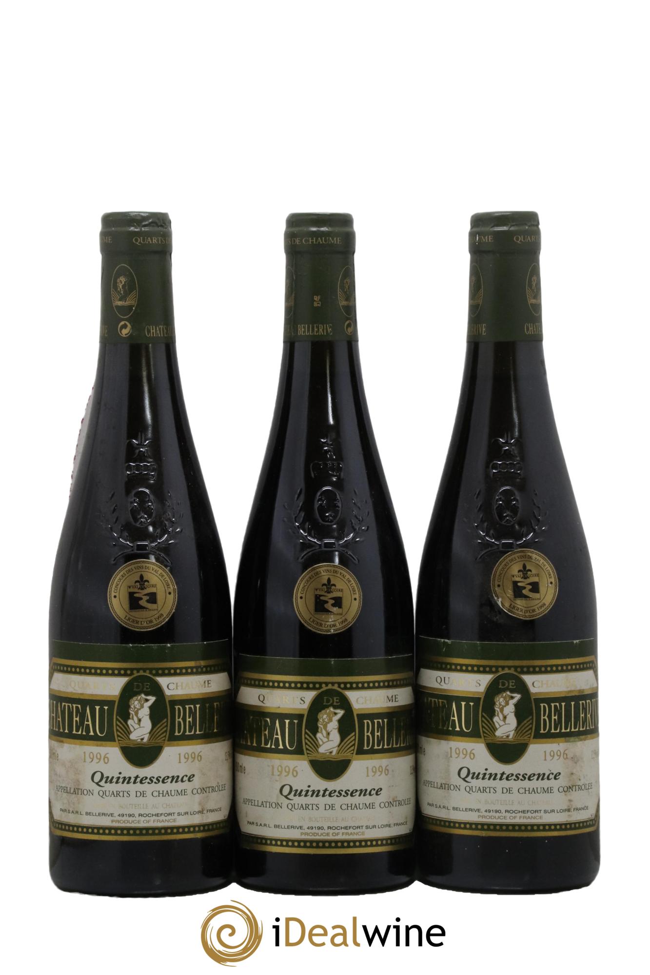 Quarts de Chaume Cuvée Quintessence Bellerive 1996 - Lotto di 3 formati 50cl - 0