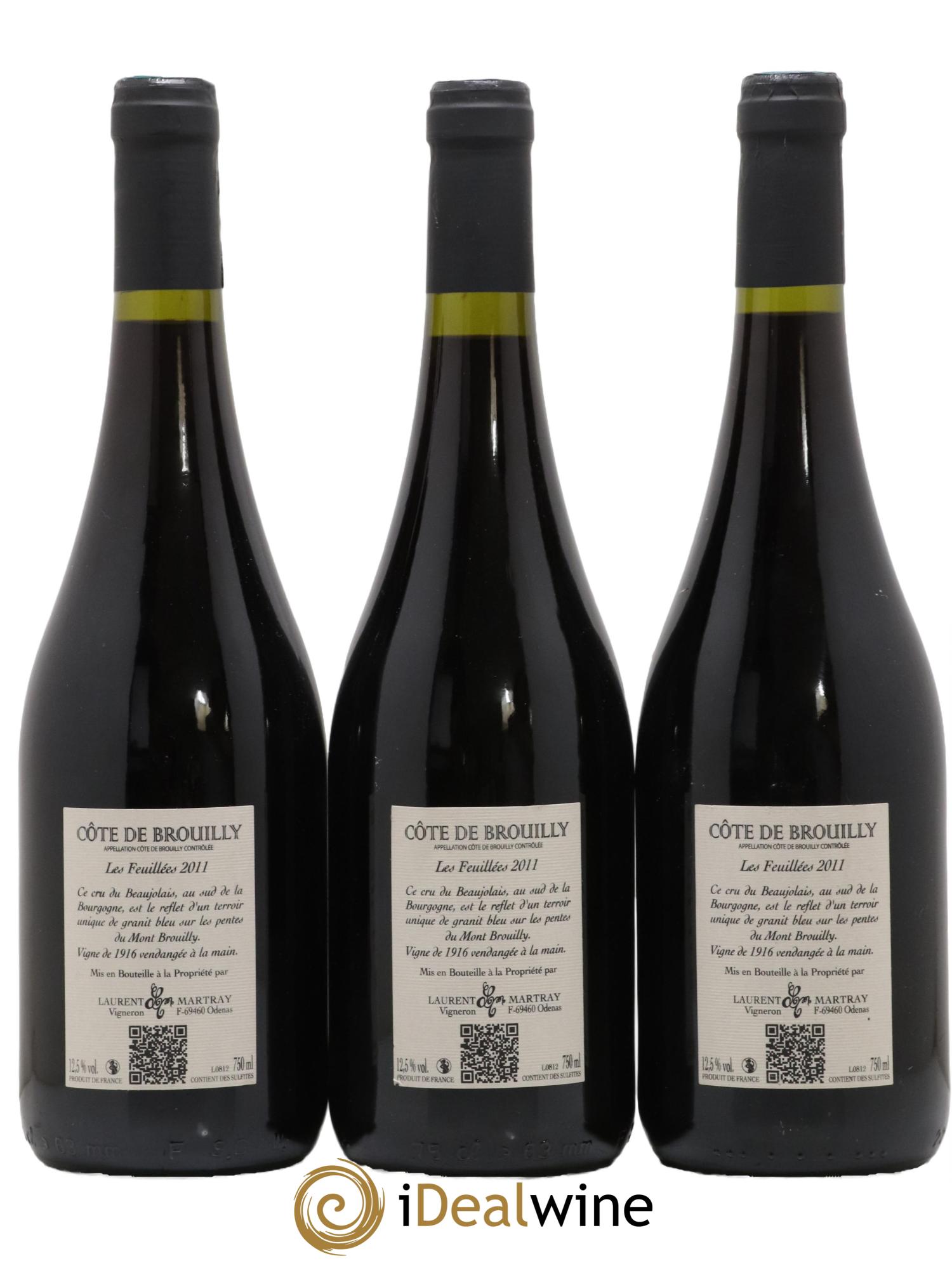 Côte de Brouilly Les feuillees Laurent Martray 2011 - Lot de 3 bouteilles - 1