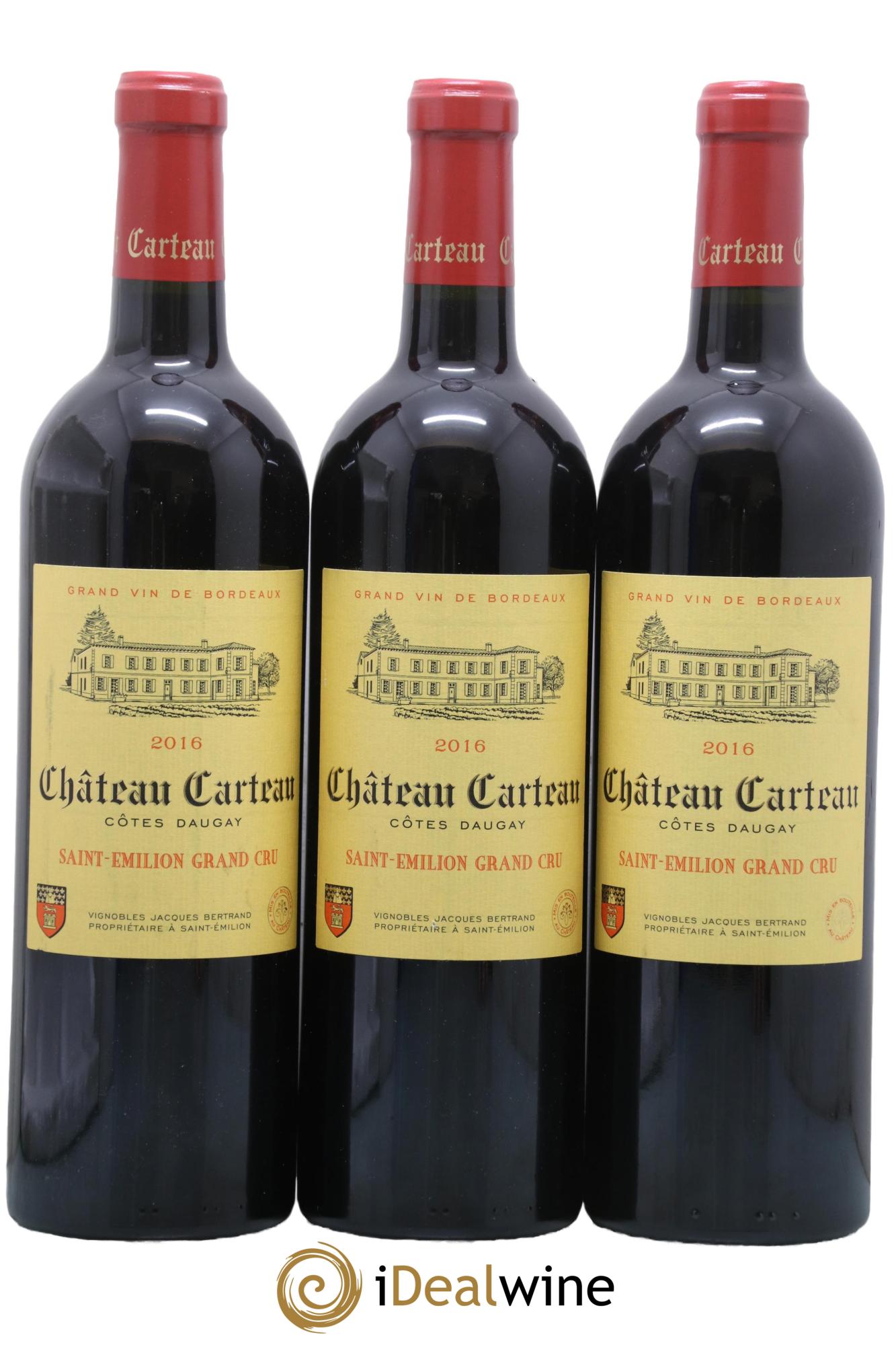 Saint-Émilion Grand Cru Château Carteau 2016 - Lotto di 3 bottiglie - 0