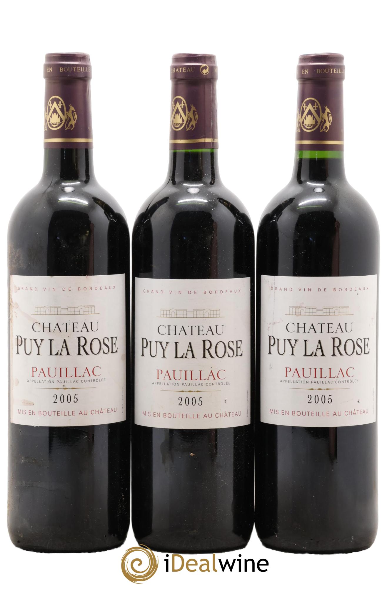 Pauillac Château Puy La Rose 2005 - Lot of 3 bottles - 0