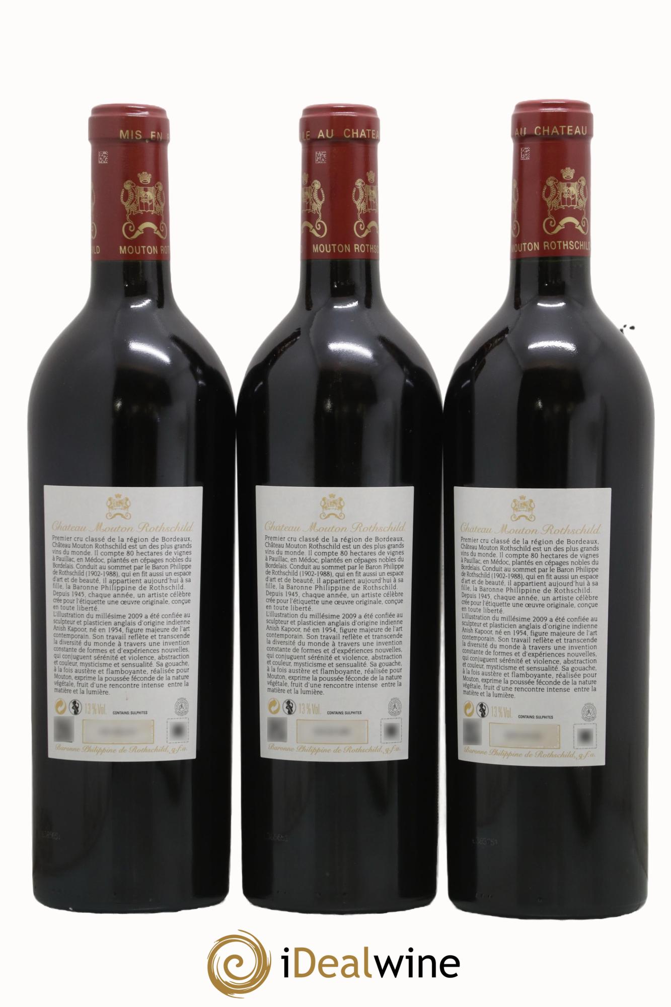 Château Mouton Rothschild 1er Grand Cru Classé 2009 - Lot de 3 bouteilles - 1
