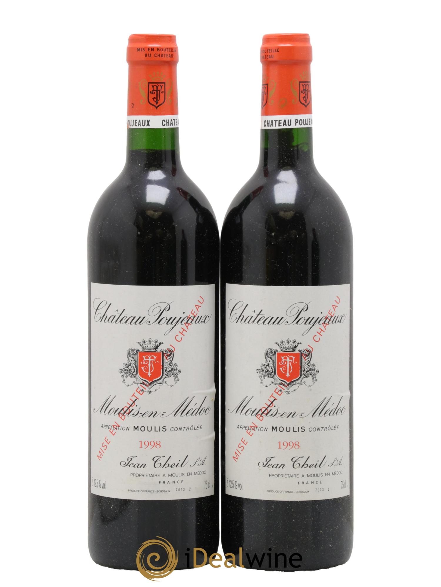 Château Poujeaux 1998 - Lot de 2 bouteilles - 0