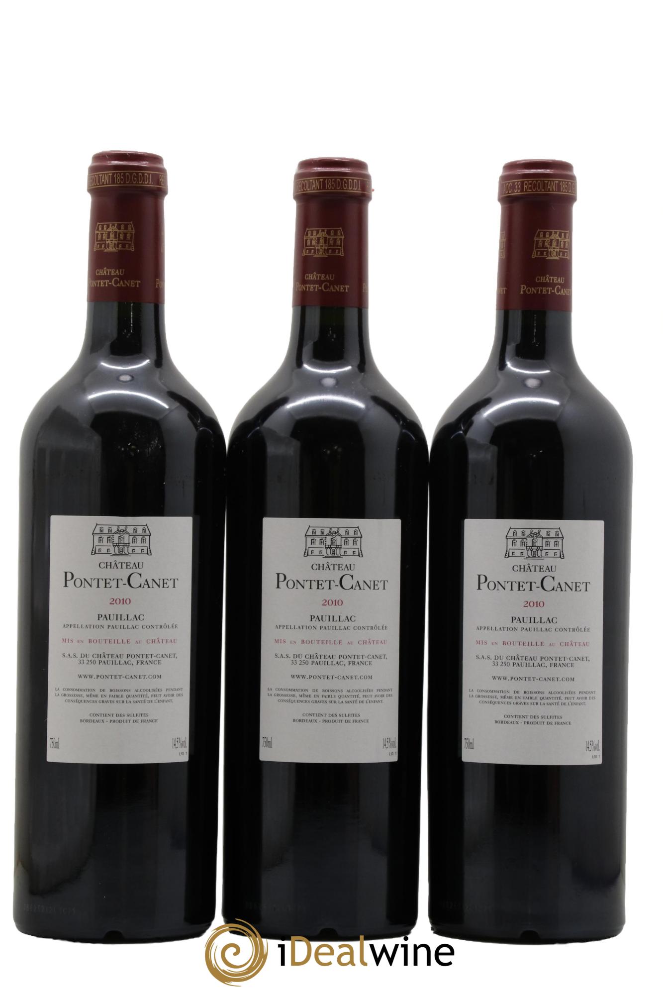 Château Pontet Canet 5ème Grand Cru Classé 2010 - Lot de 3 bouteilles - 1