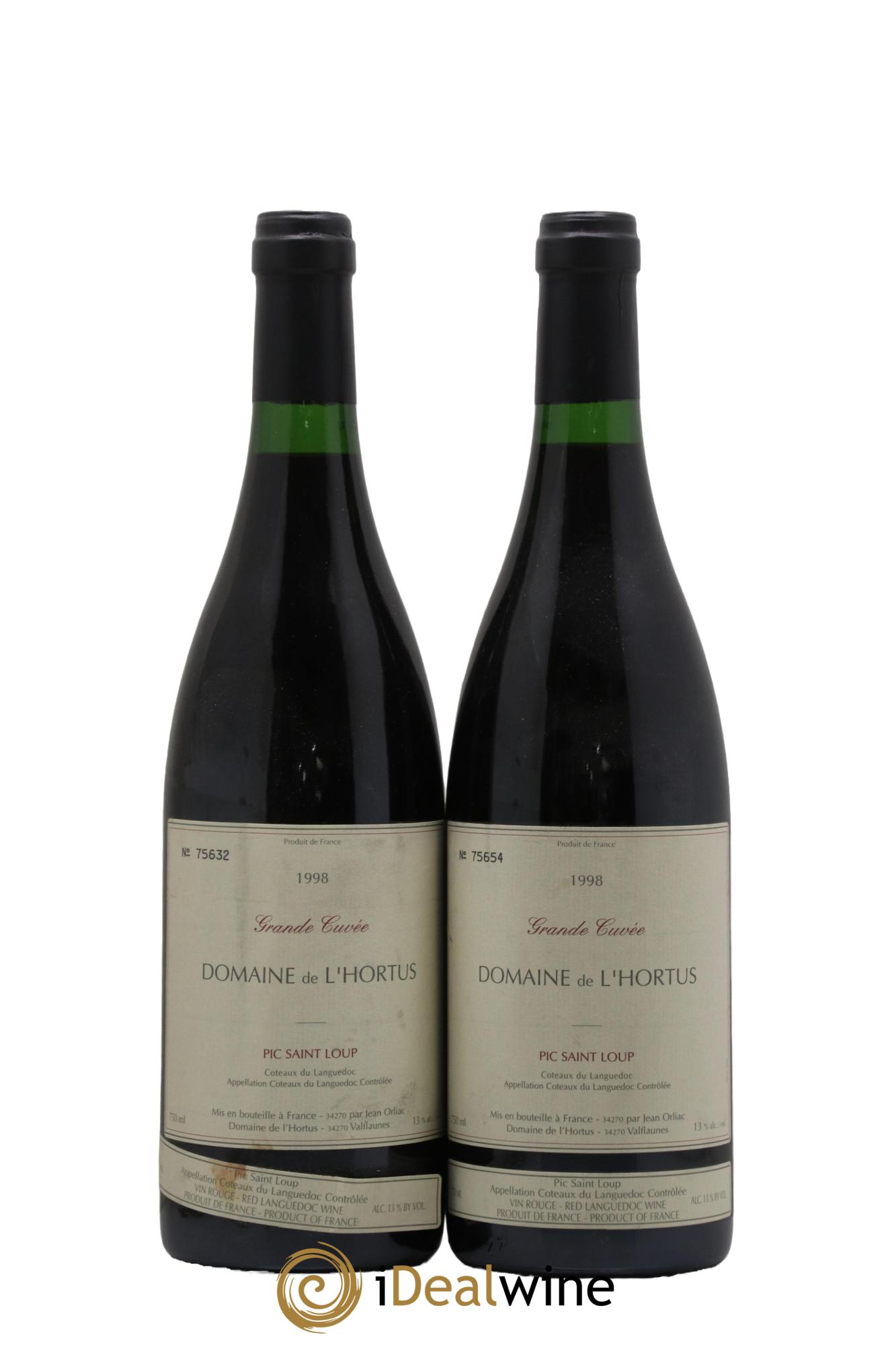 Pic Saint-Loup Domaine de L'Hortus Grande Cuvée Famille Orliac 1998 - Lot de 2 bouteilles - 0
