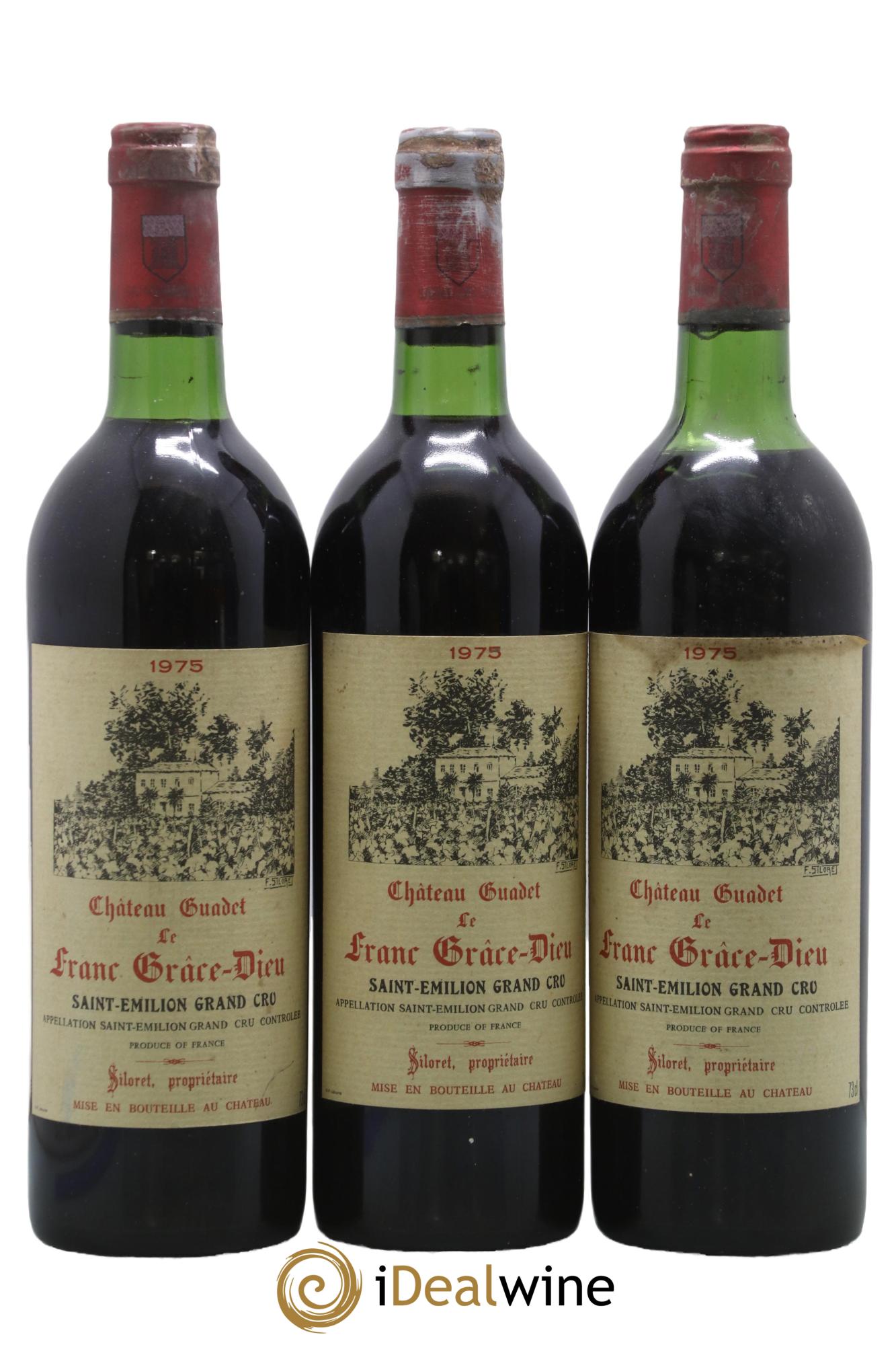 Saint-Émilion Château Guadet le Franc Grâce Dieu 1975 - Lot of 3 bottles - 0