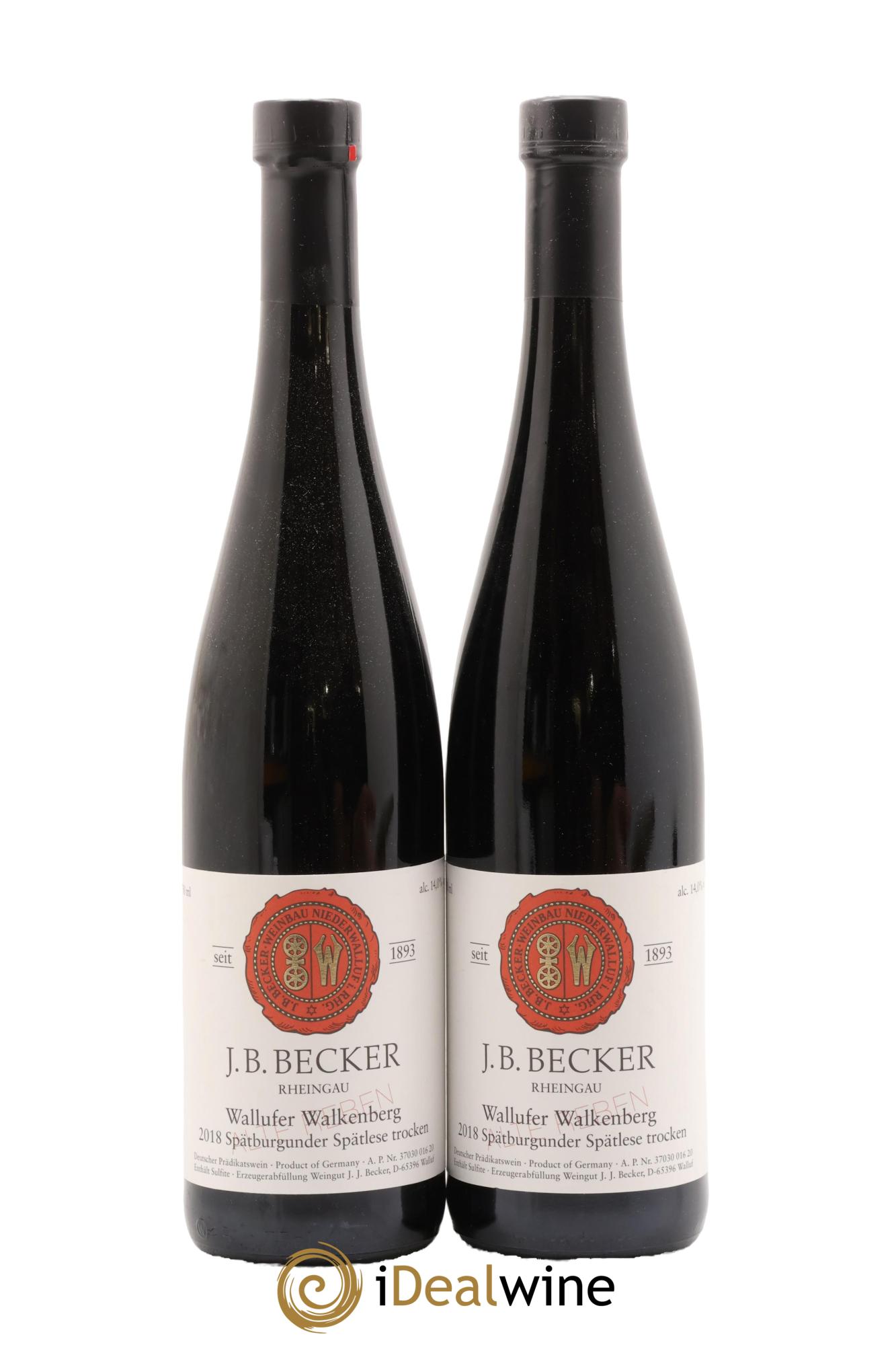 Allemagne Rheingau Wallufer Walkenberg Spätburgunder Spätlese Trocken Rot J.B. Becker 2018 - Lot of 2 bottles - 0