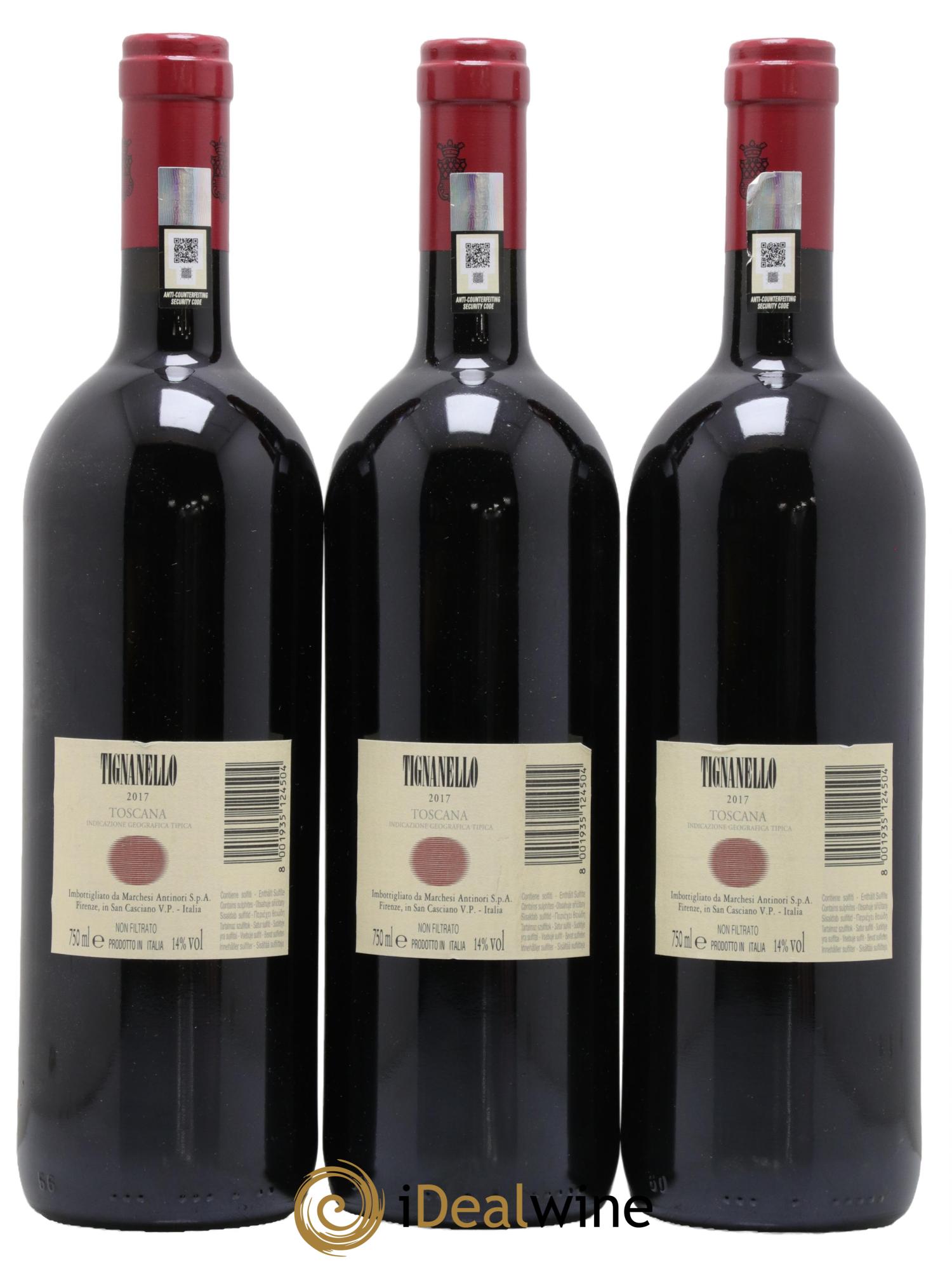 Toscana IGT Tignanello Tenuta Tignanello - Marchesi Antinori 2017 - Lot de 3 bouteilles - 1