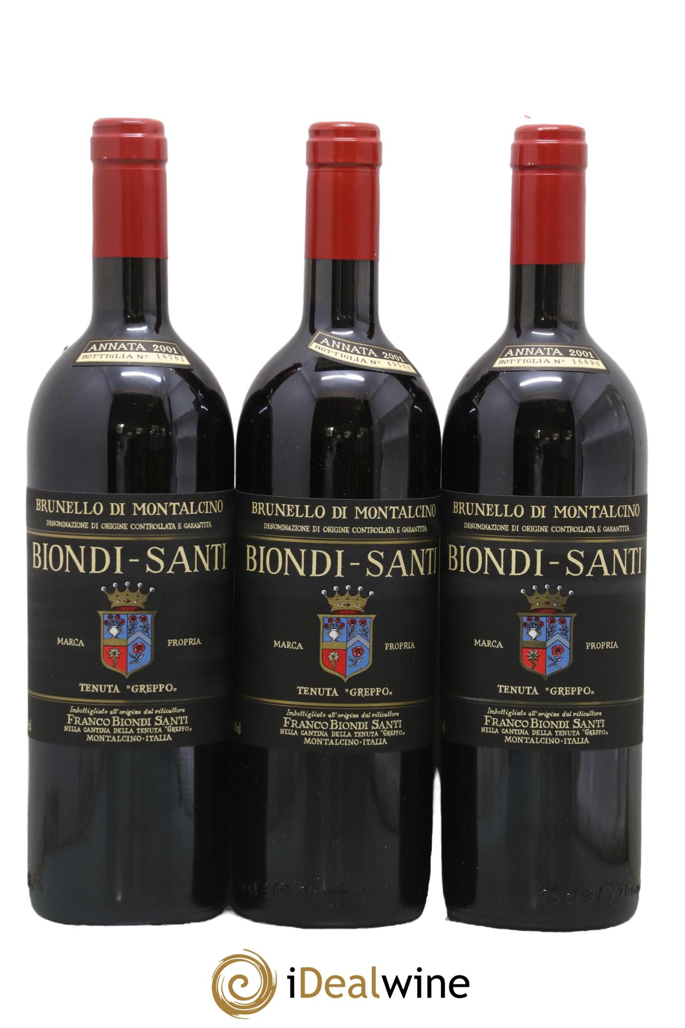 Brunello di Montalcino DOCG Biondi-Santi Tenuta Greppo 2001 - Lot of 3 bottles - 0