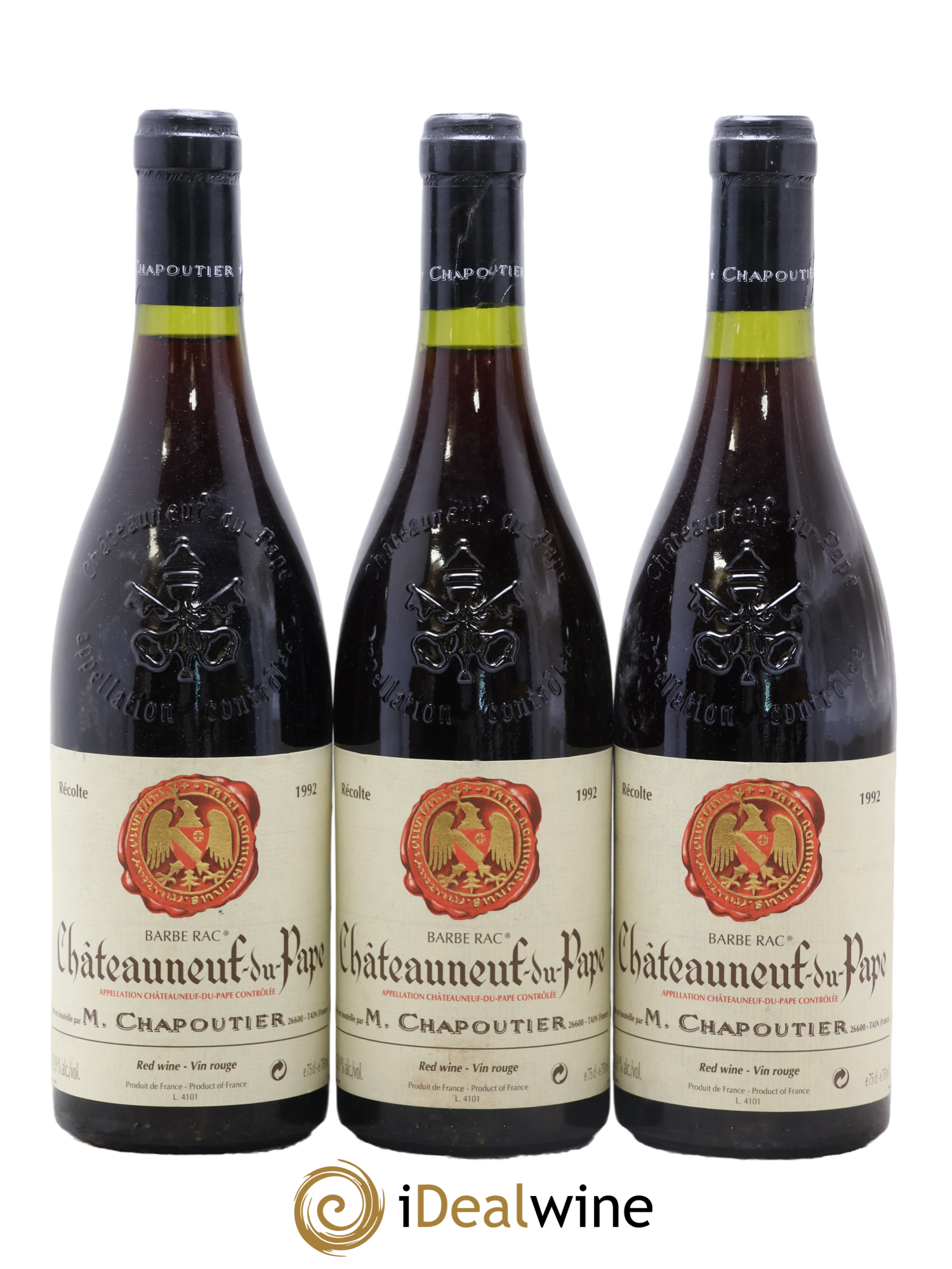 Châteauneuf-du-Pape Barbe Rac Chapoutier 1992 - Lot de 3 bouteilles - 0