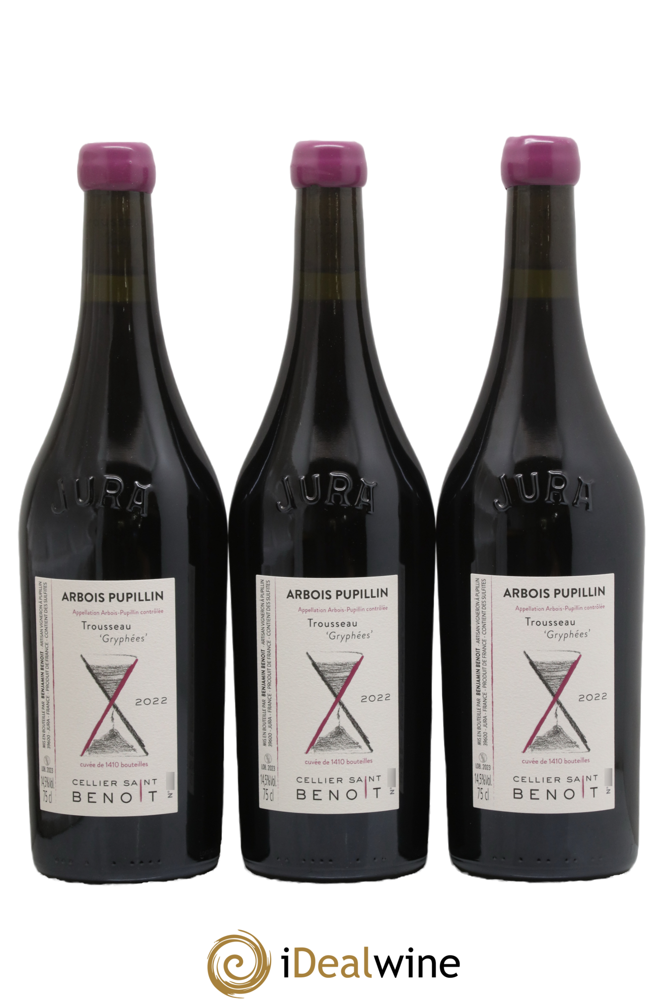 Arbois Pupillin Trousseau Gryphées Cellier Saint Benoit 2022 - Lot de 3 bouteilles - 0
