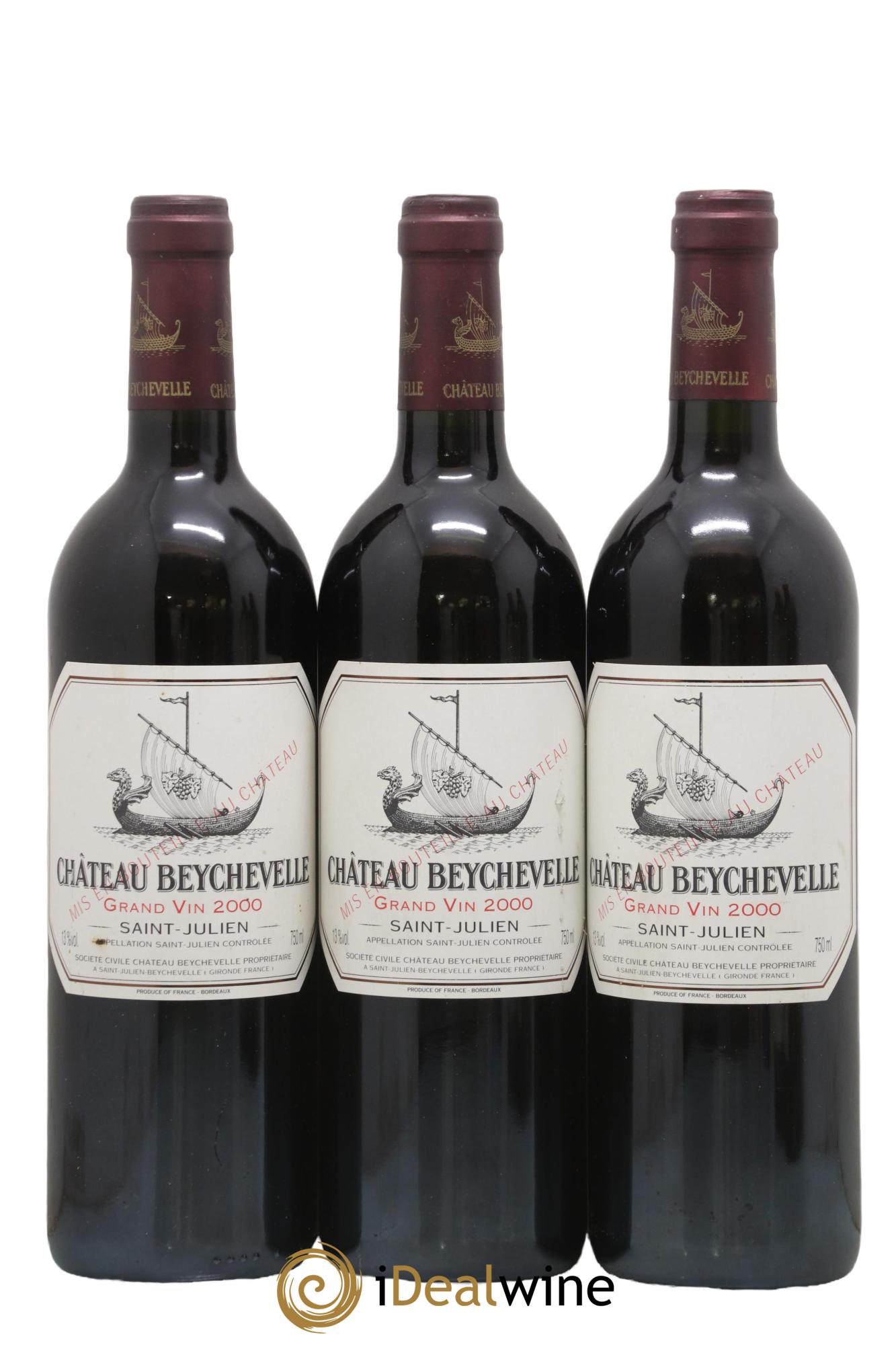 Château Beychevelle 4ème Grand Cru Classé 2000 - Posten von 3 Flaschen - 0