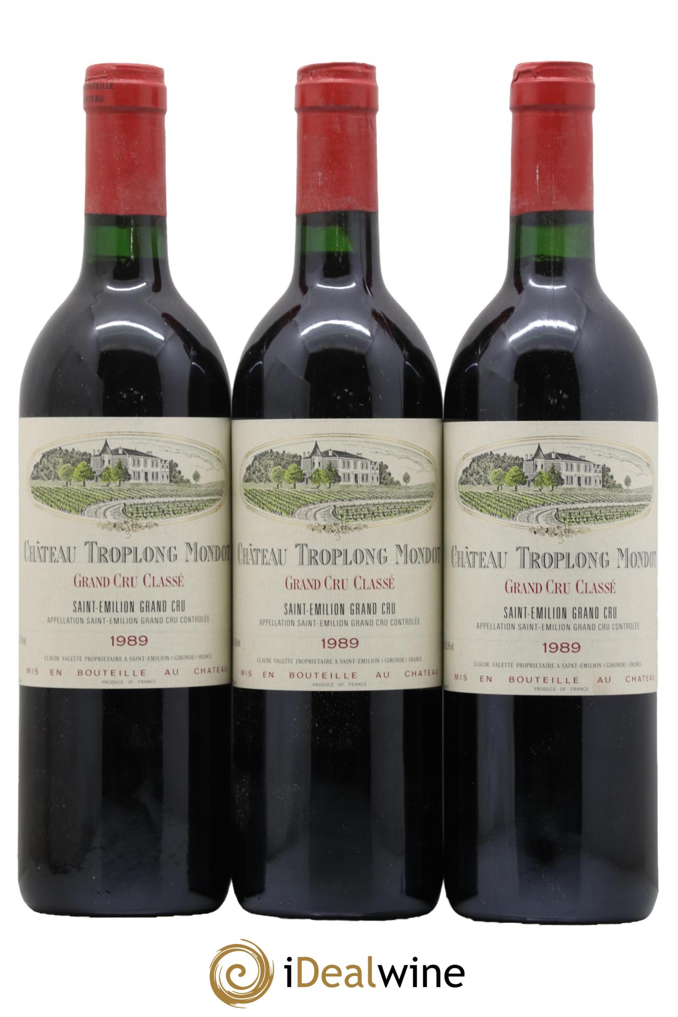 Château Troplong Mondot 1er Grand Cru Classé B 1989 - Lot de 3 bouteilles - 0